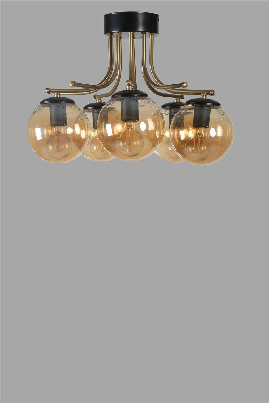 Candeeiro de Teto – 50 cm – Âmbar e Preto – Metal