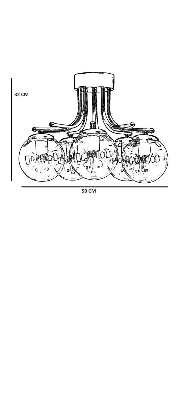 Candeeiro de Teto – 50 cm – Âmbar e Preto – Metal