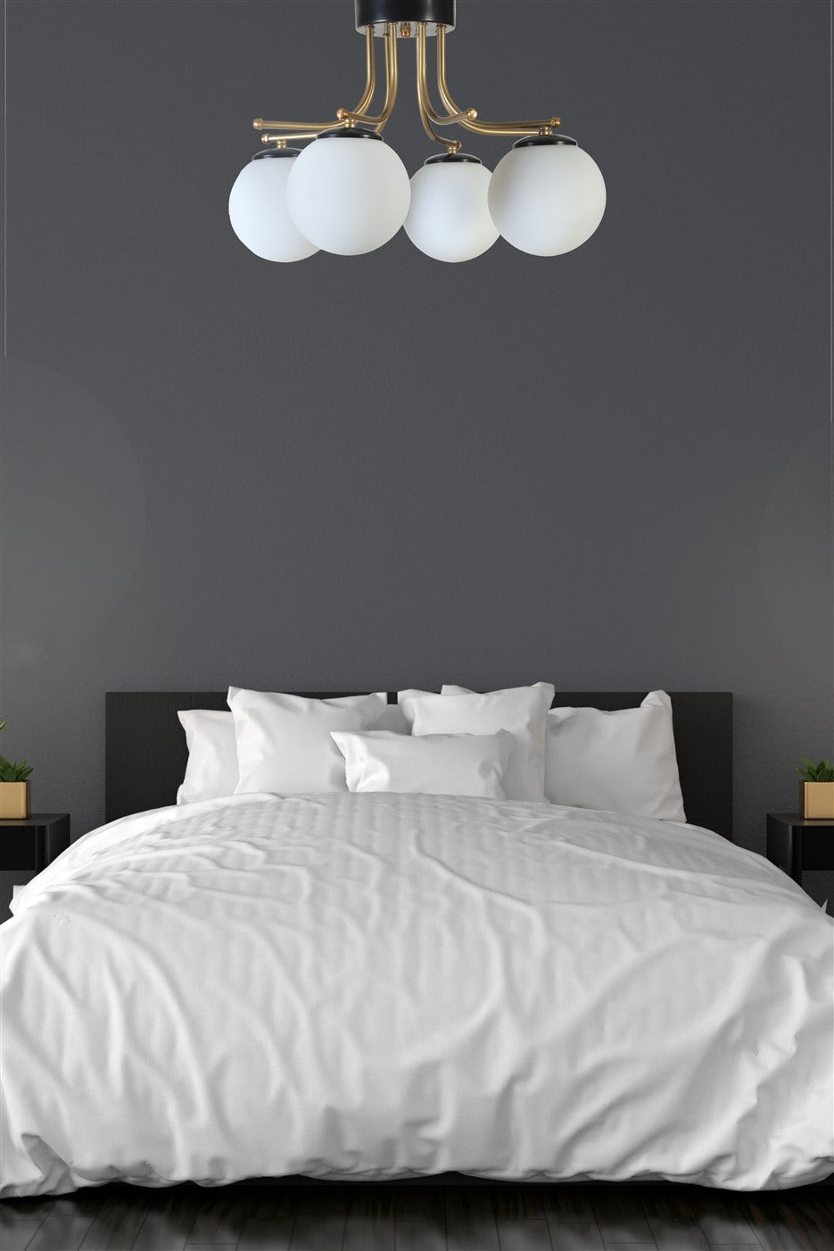 Candeeiro de Teto – 50 cm – Preto e Branco – Metálico