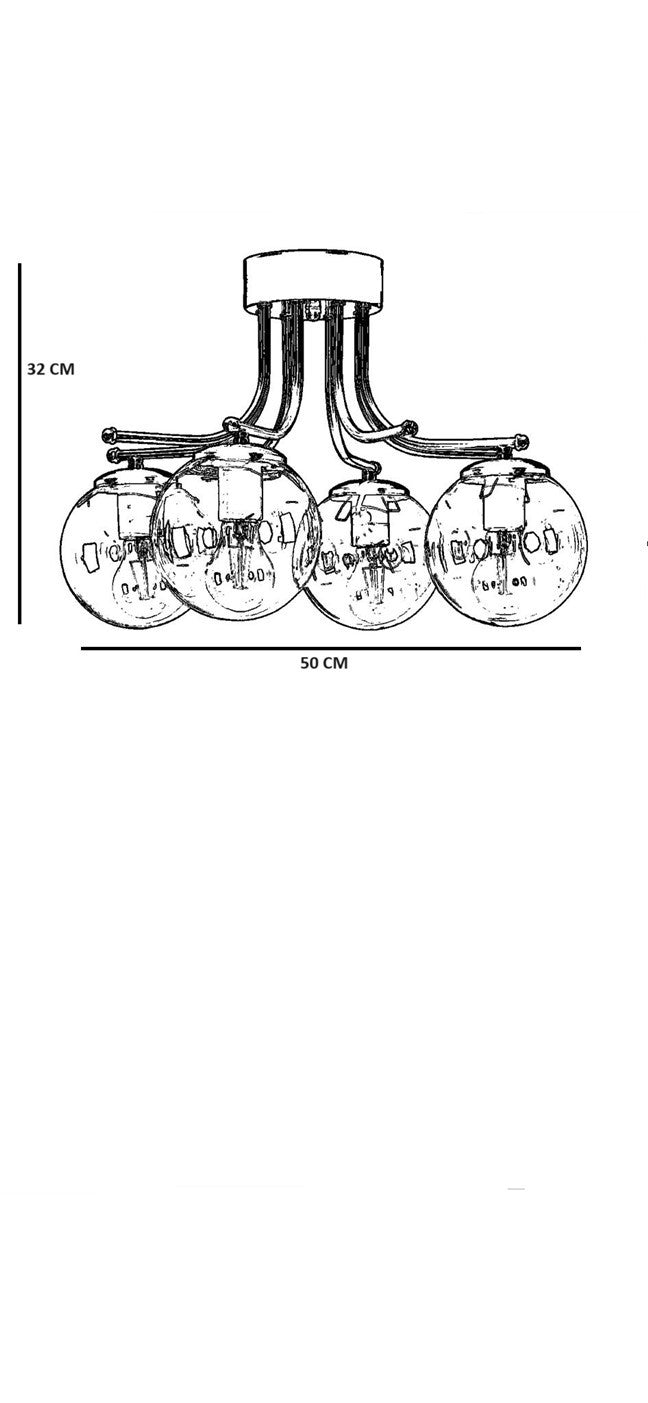 Candeeiro de Teto – 50 cm – Preto e Branco – Metálico