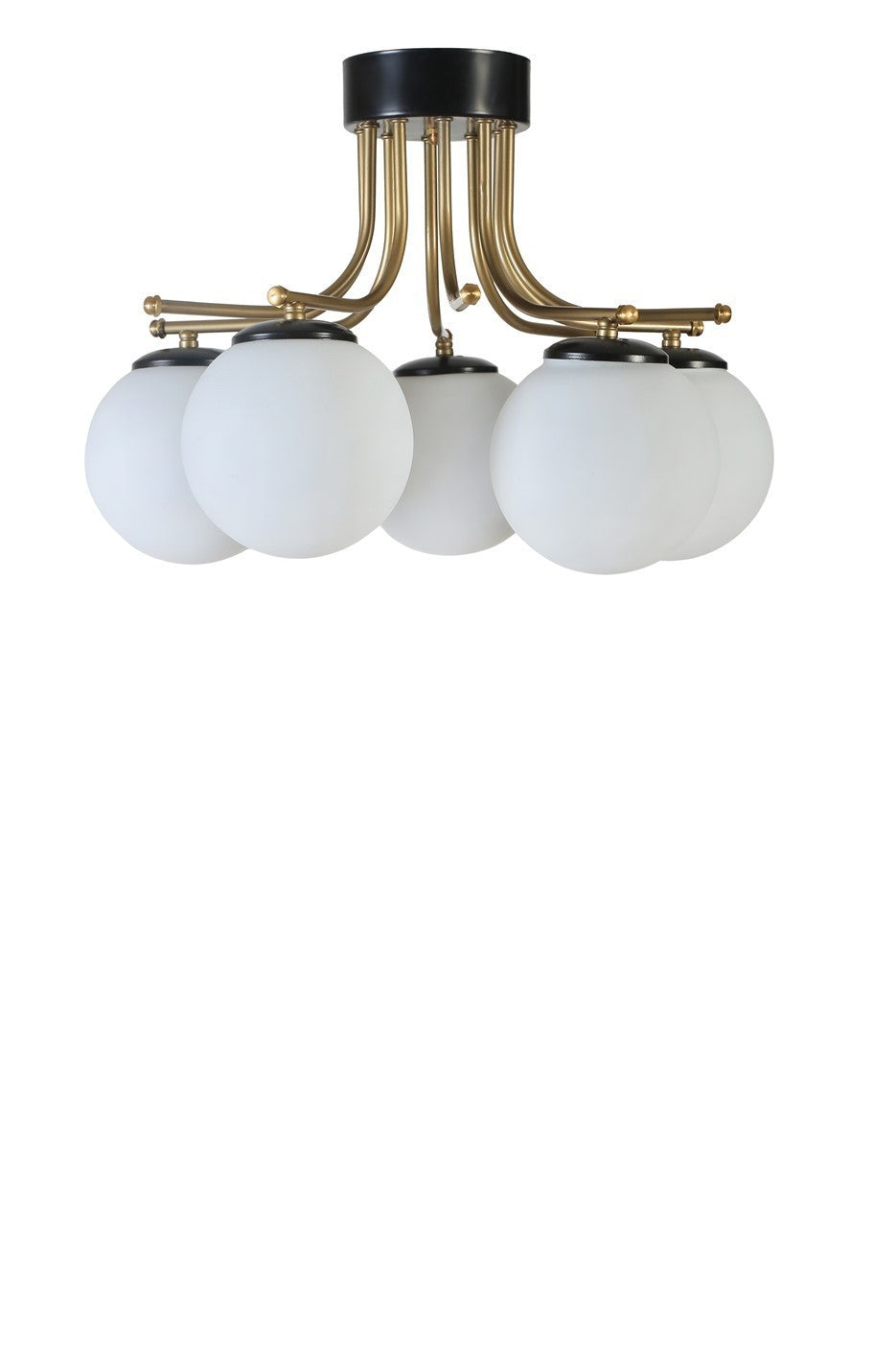 Candeeiro de Teto – 50 cm – Preto e Branco – Metal e Vidro