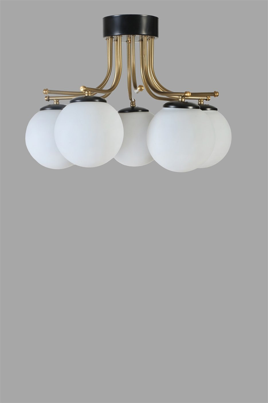 Candeeiro de Teto – 50 cm – Preto e Branco – Metal e Vidro