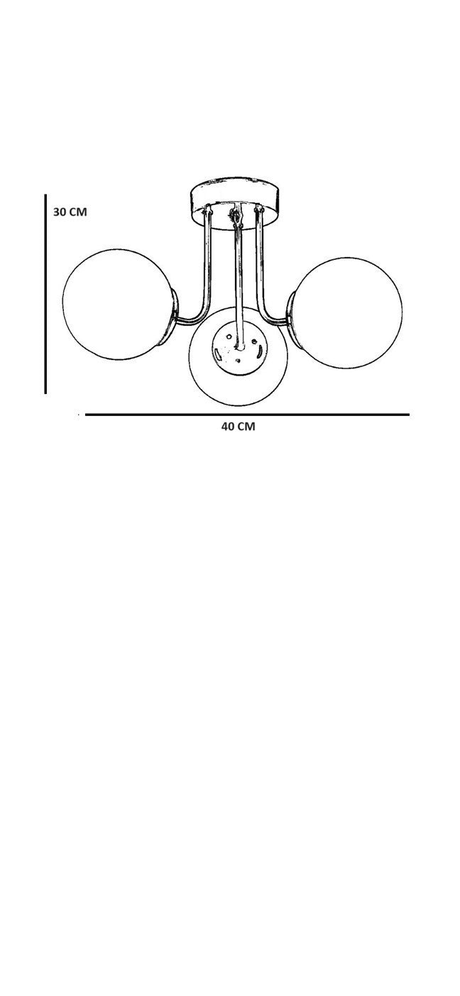 Candeeiro de Teto – 40 cm de diâmetro – Preto e Fumo – Metal e vidro