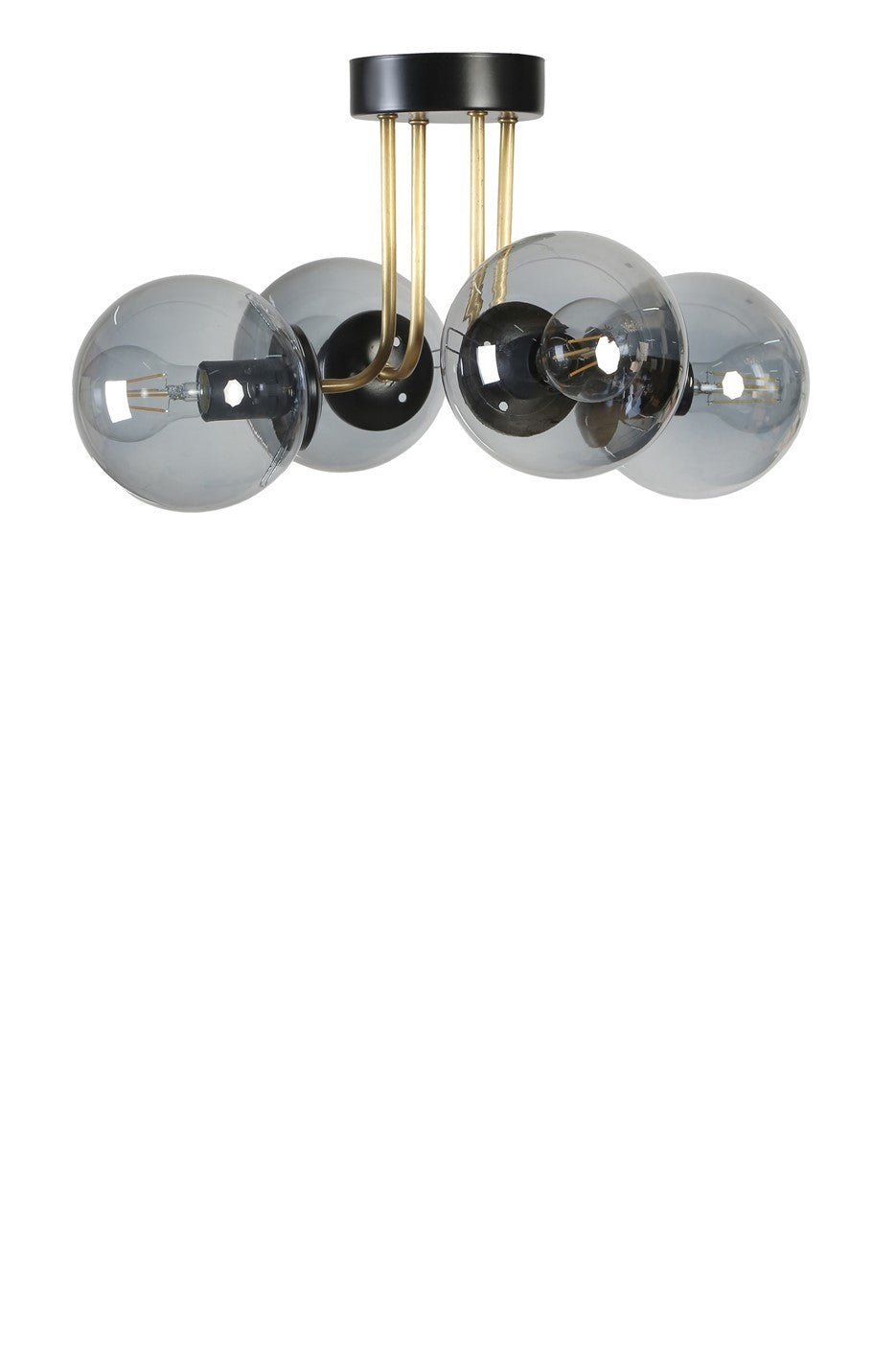 Candeeiro de Teto – 40 cm de diâmetro – Preto e Fumo – Metal e vidro