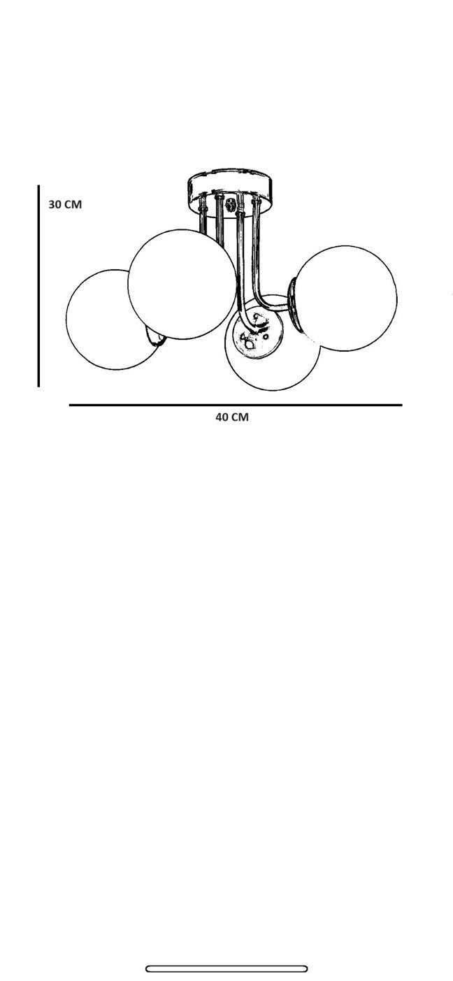 Candeeiro de Teto – 40 cm de diâmetro – Preto e Fumo – Metal e vidro