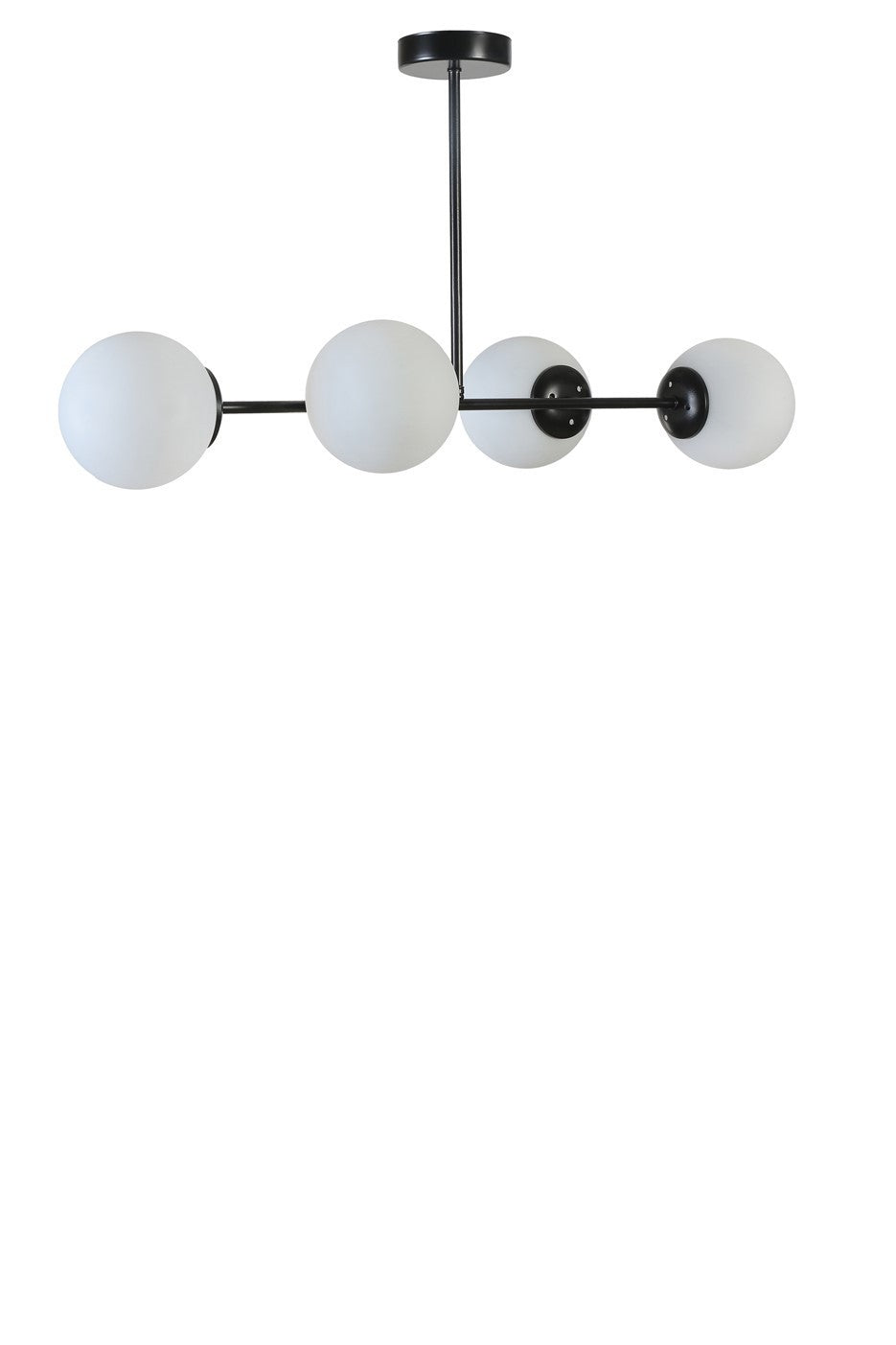 Candeeiro de Teto – 90 cm – Preto e Branco – Metal e Vidro