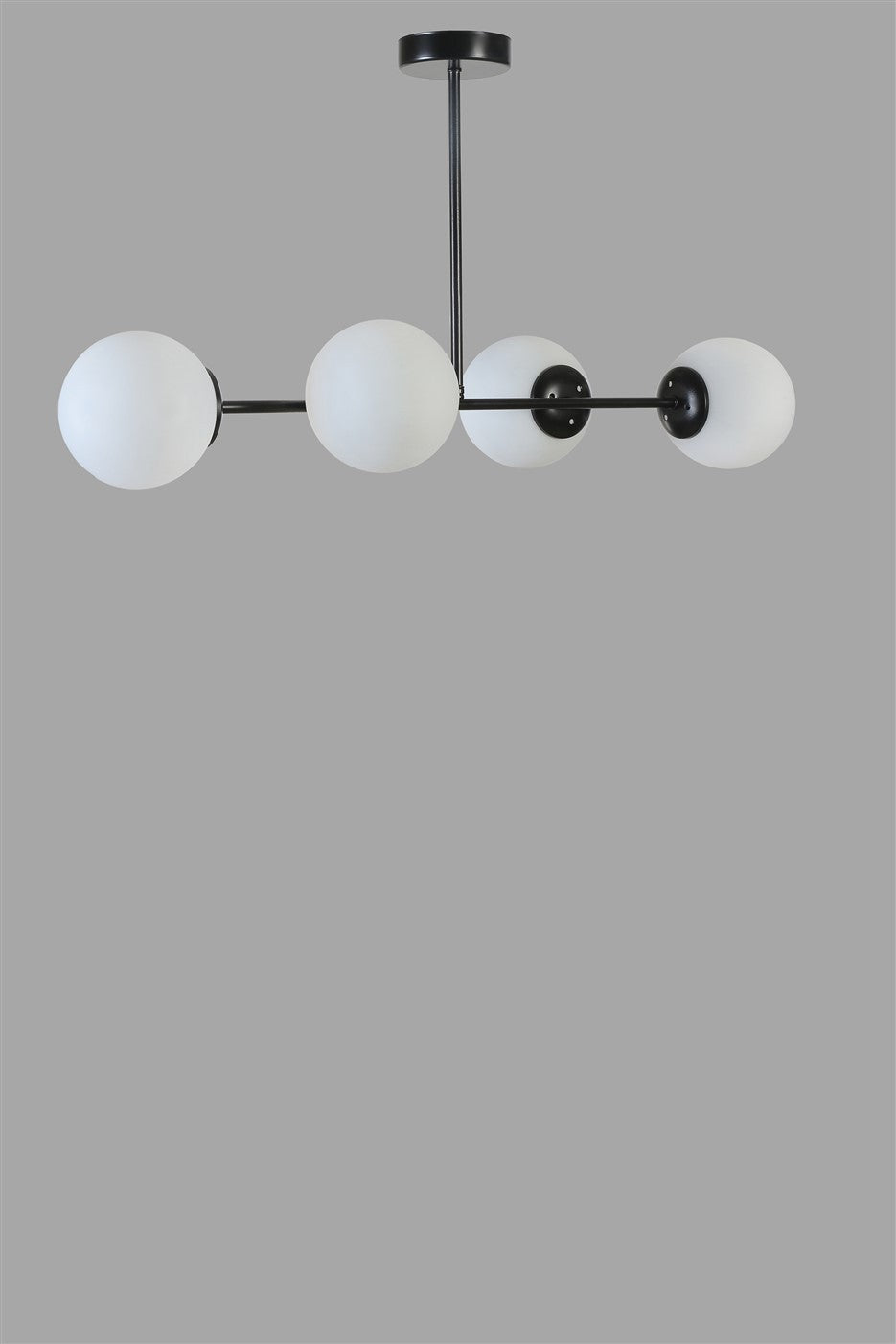 Candeeiro de Teto – 90 cm – Preto e Branco – Metal e Vidro