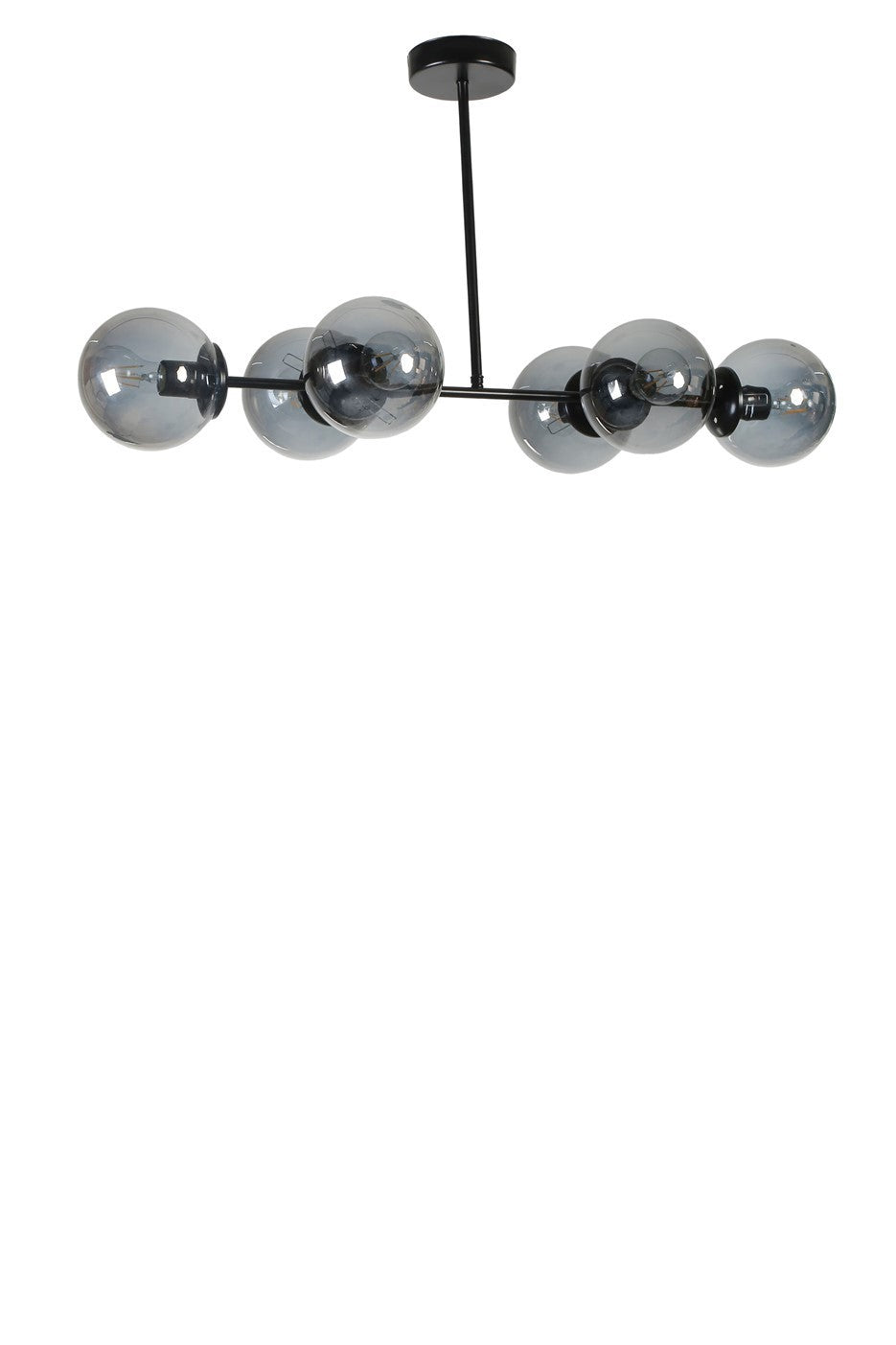 Candeeiro de Teto – 90 cm – Preto e Fumê – Metálico e Vidro