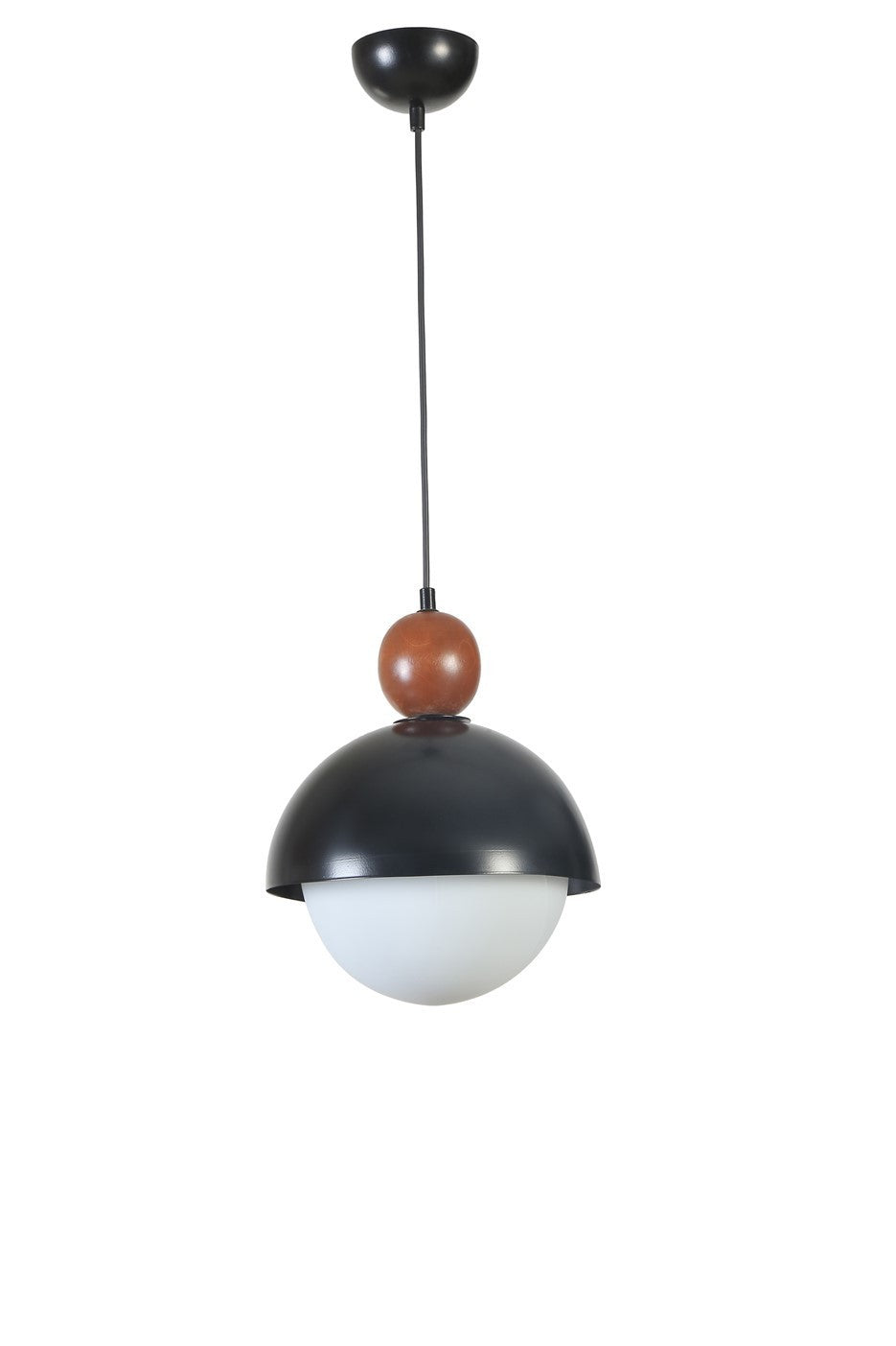 Candeeiro de Teto – 25 cm diâmetro x 70 cm altura – Preto e Branco – Metal