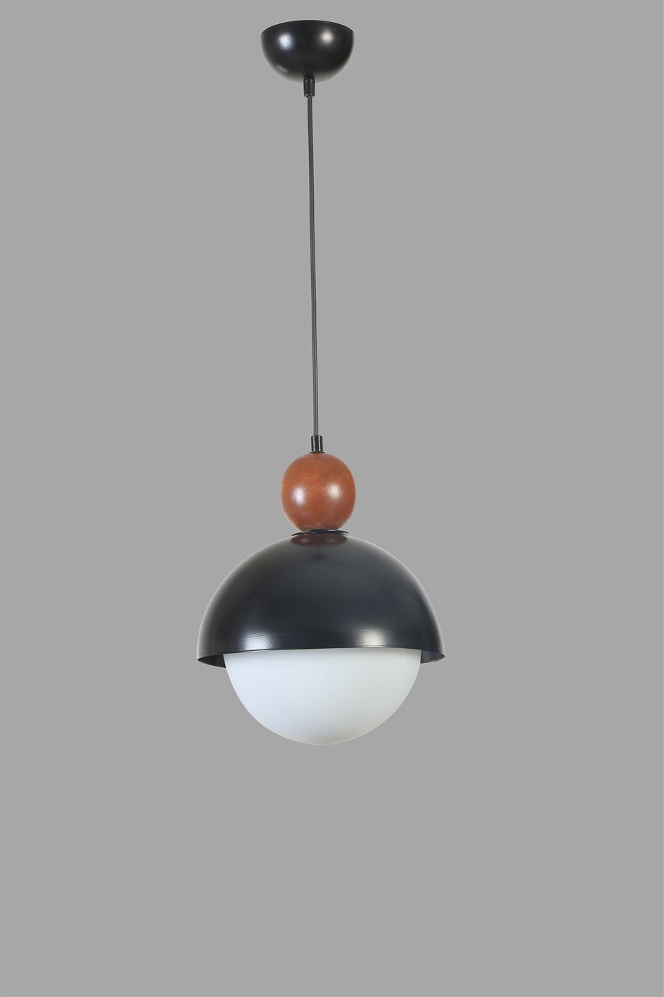 Candeeiro de Teto – 25 cm diâmetro x 70 cm altura – Preto e Branco – Metal