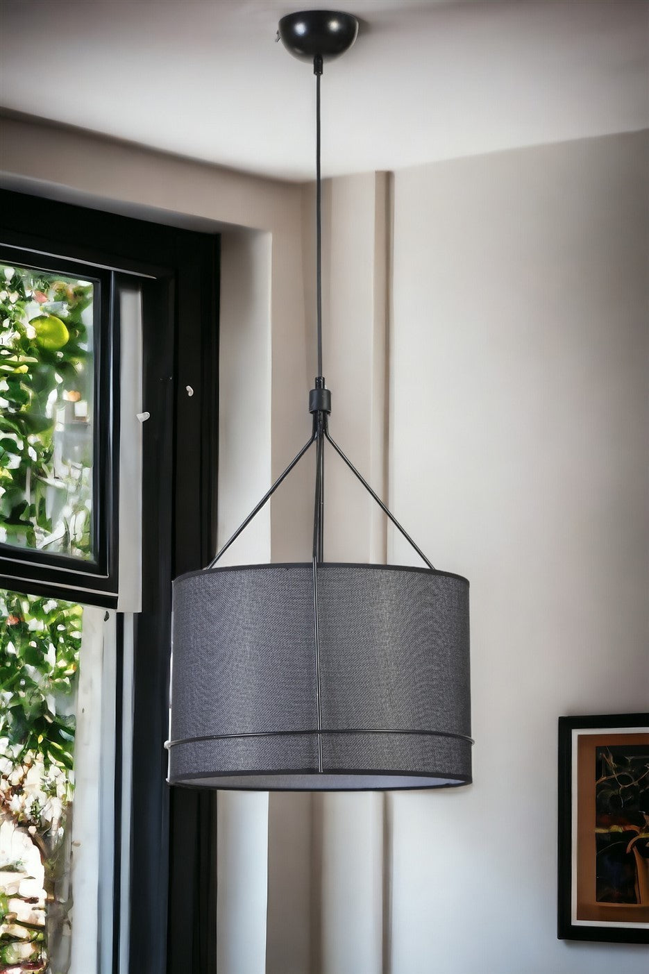 Candeeiro de Teto – 40 cm – Preto – Metálico