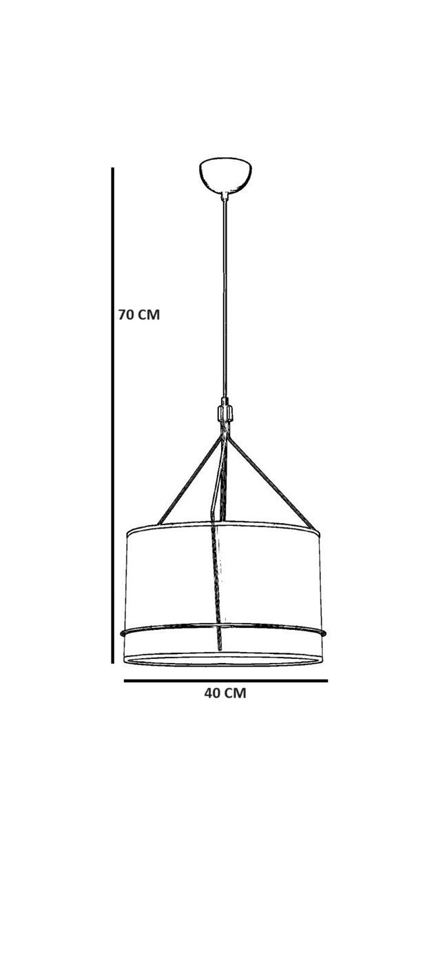 Candeeiro de Teto – 40 cm – Preto e Creme – Metálico
