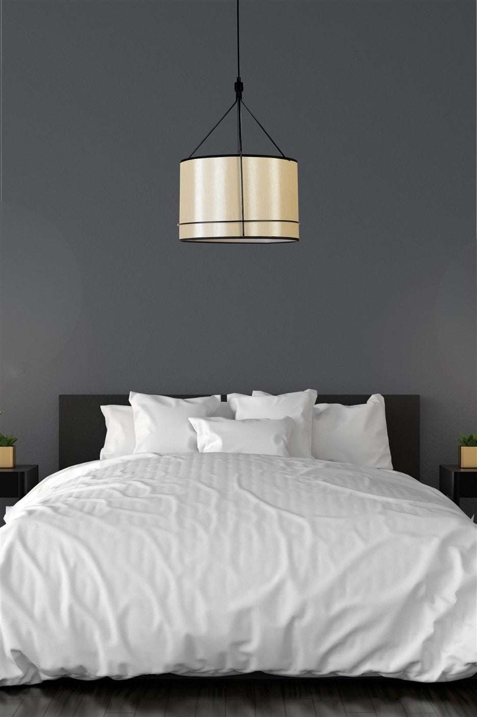 Candeeiro de Teto – 40 cm diâmetro – Preto – Metal