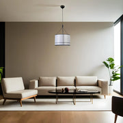 Candeeiro de Teto – 40 cm – Preto e Cinza – Corpo Metálico