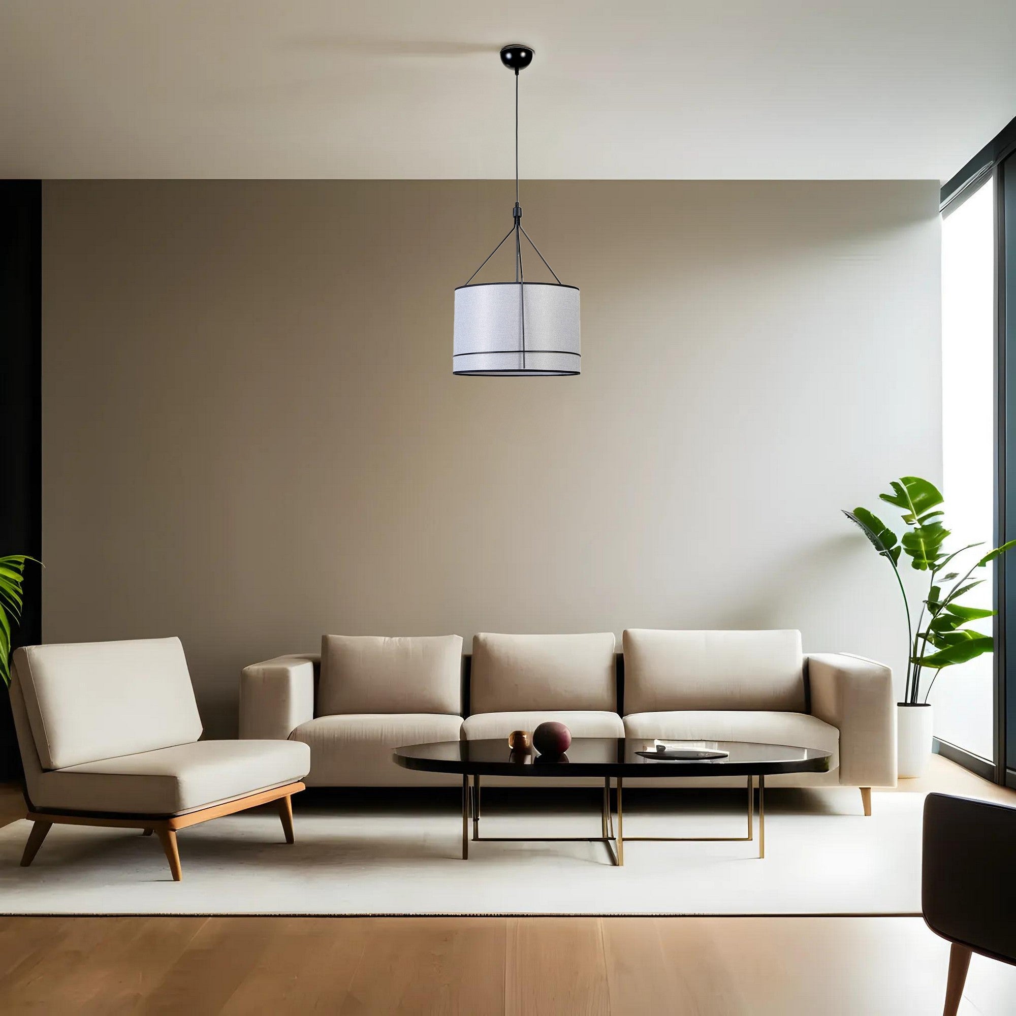 Candeeiro de Teto – 40 cm – Preto e Cinza – Corpo Metálico