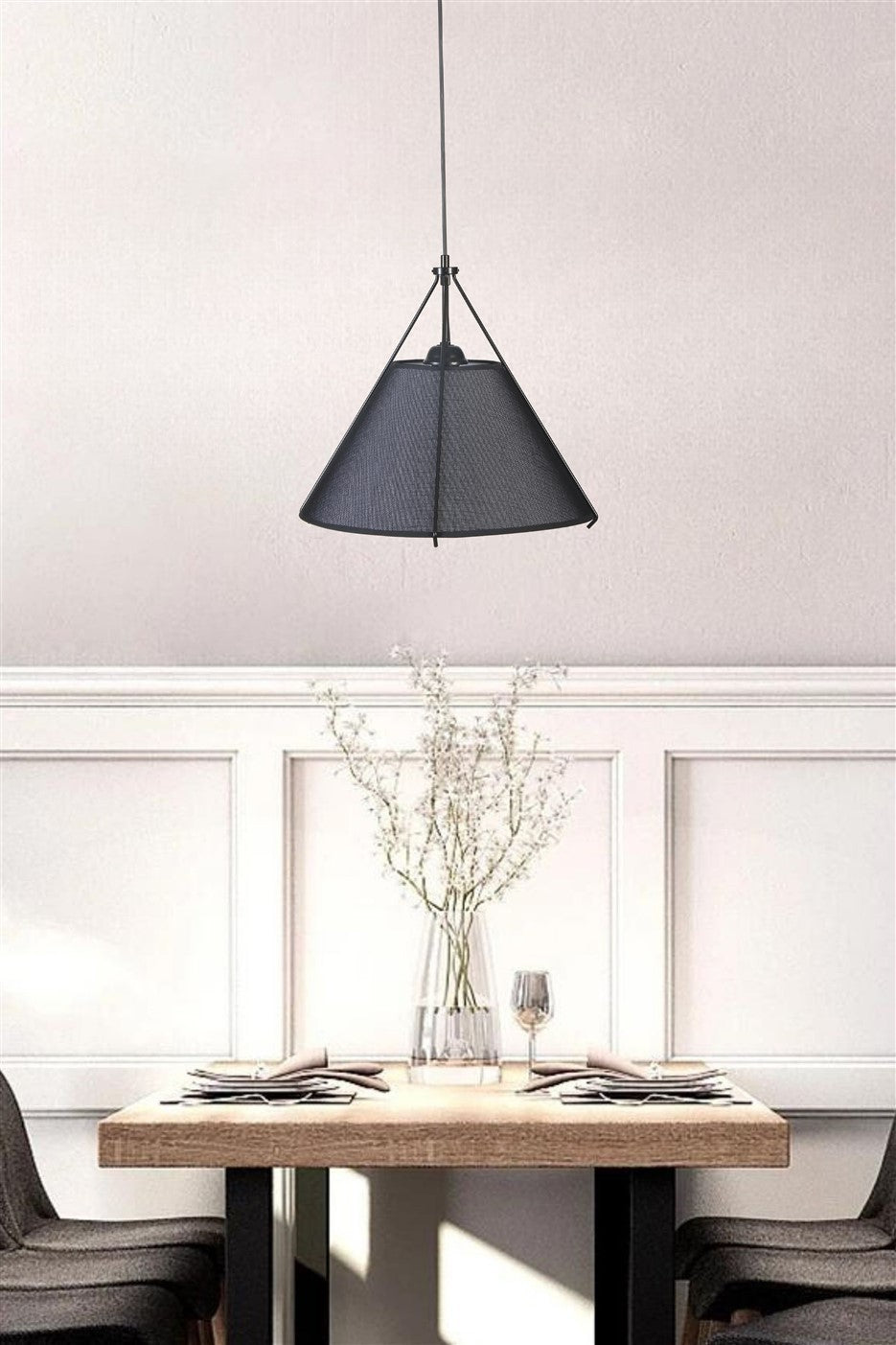 Candeeiro de Teto – 40 cm – Preto – Metal