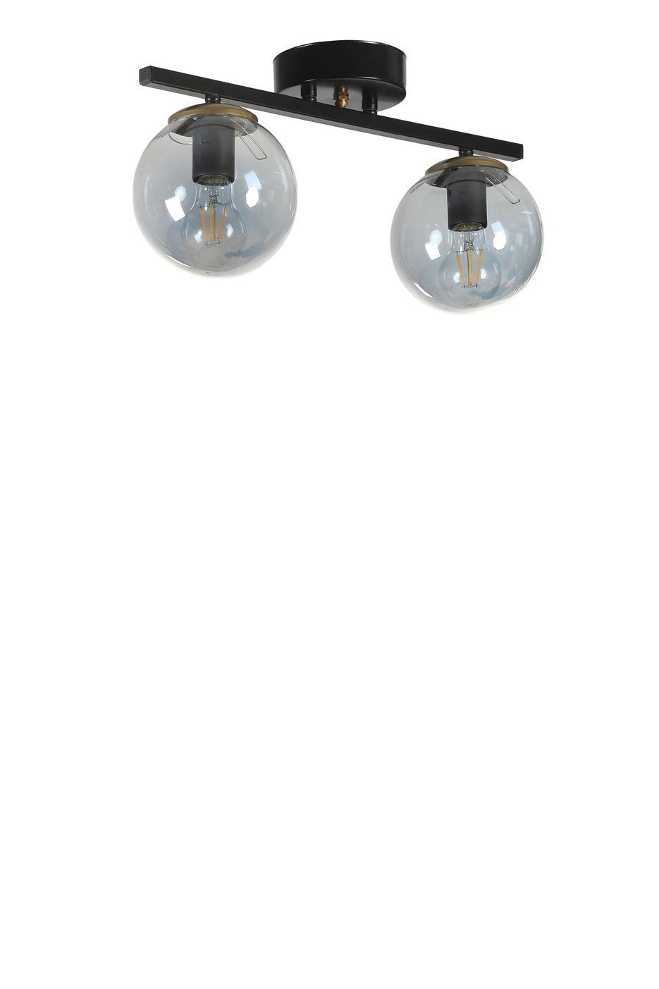 Candeeiro de Teto – 15 cm – Preto e Fumê – Metal e Vidro