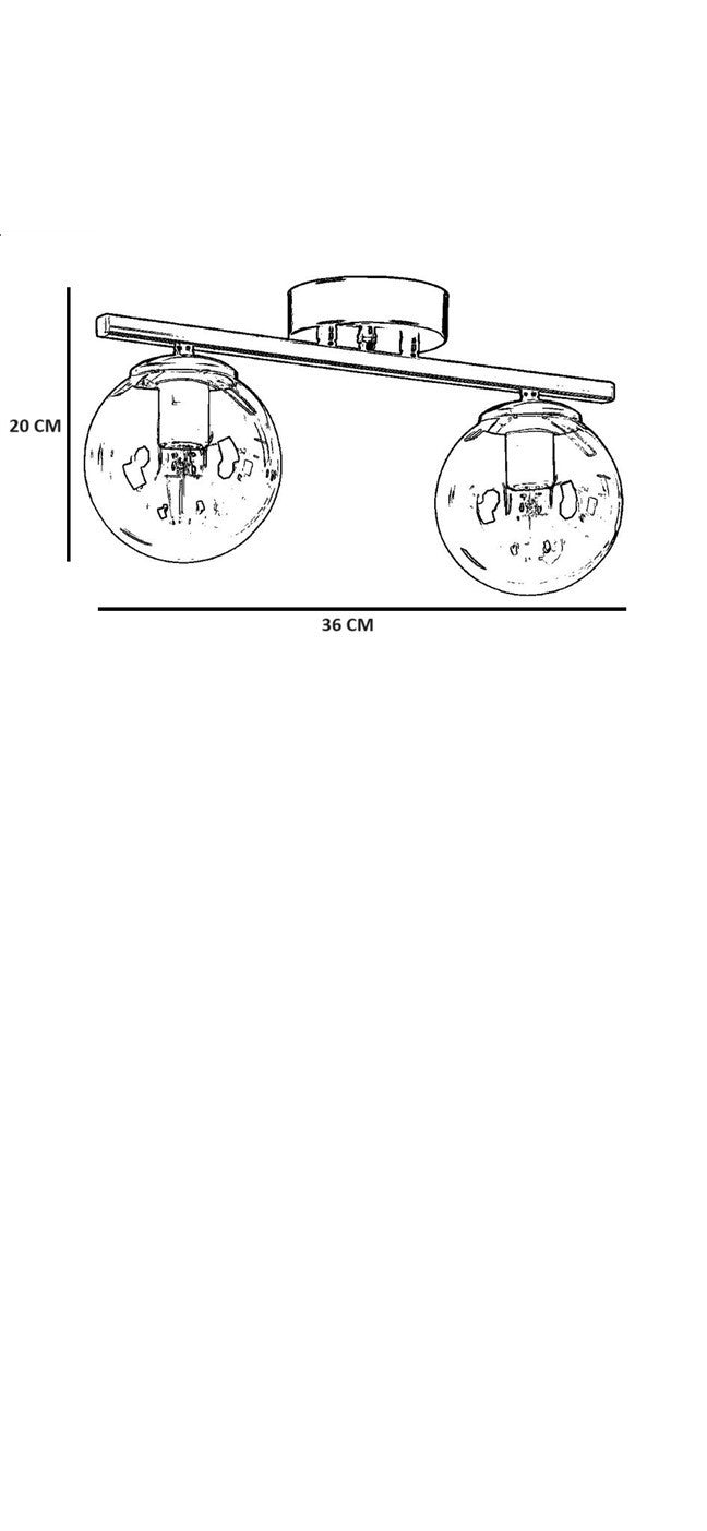 Candeeiro de Teto – 15 cm – Preto e Fumê – Metal e Vidro