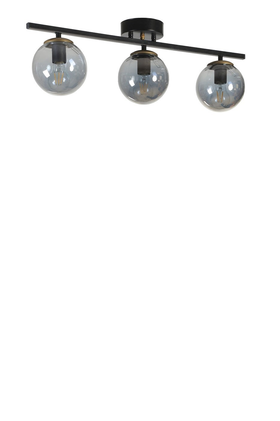 Candeeiro de Teto – 15 cm diâmetro – Preto e Fumê – Corpo metálico com tampa de vidro