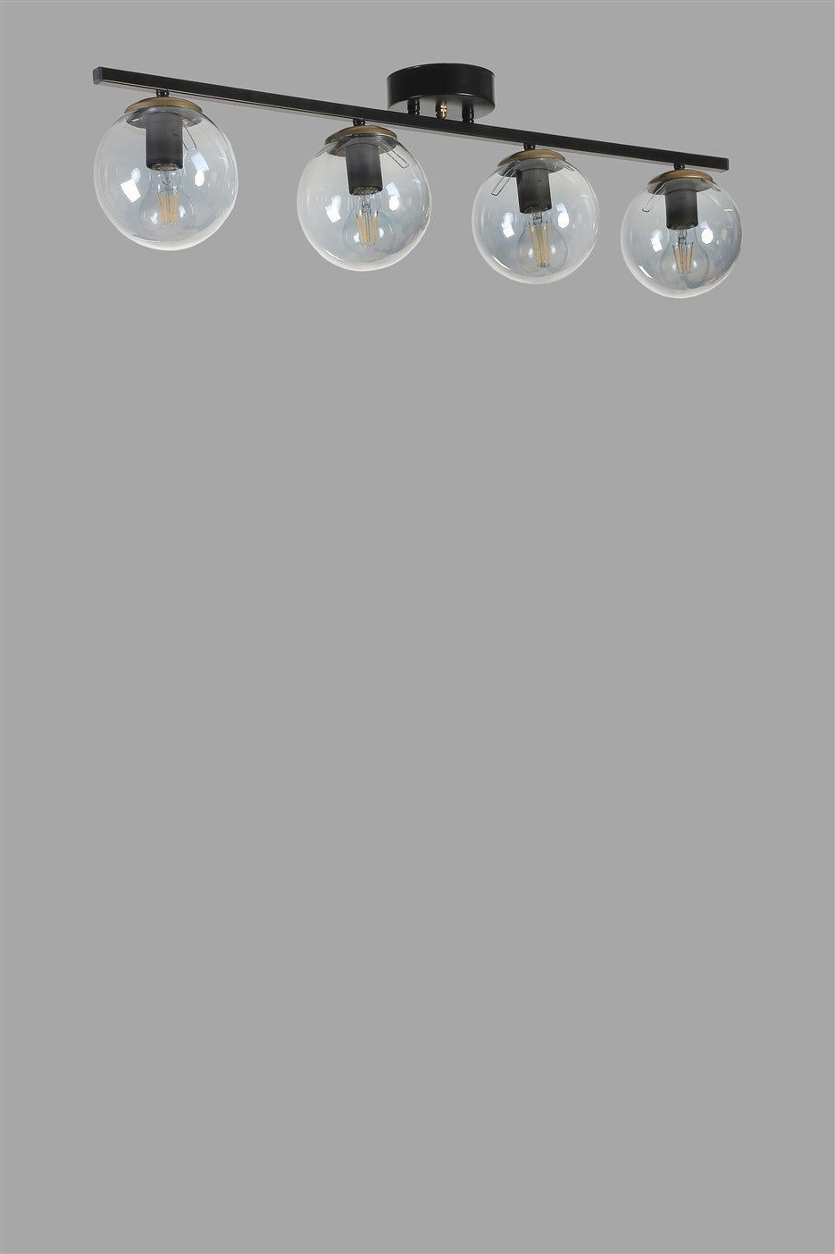 Candeeiro de Teto – 75 cm – Preto e Fumaça – Metal e Vidro