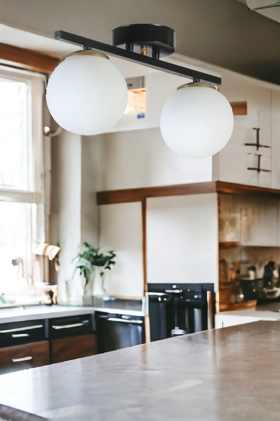 Candeeiro de Teto – 15 cm diâmetro – Preto e Branco – Metálico