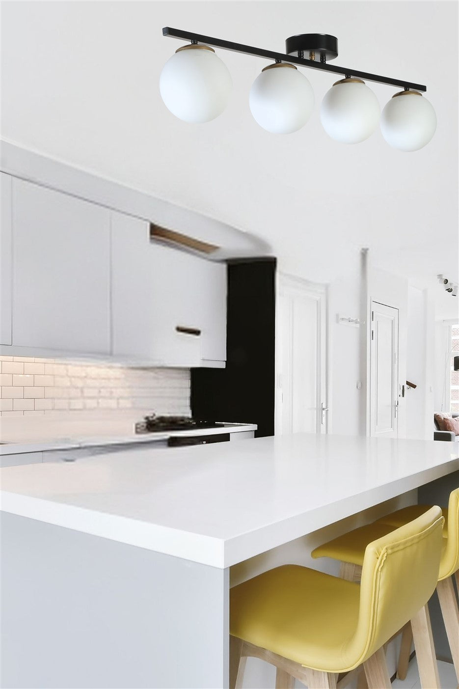 Candeeiro de Teto – 15 cm – Preto e Branco – Metal