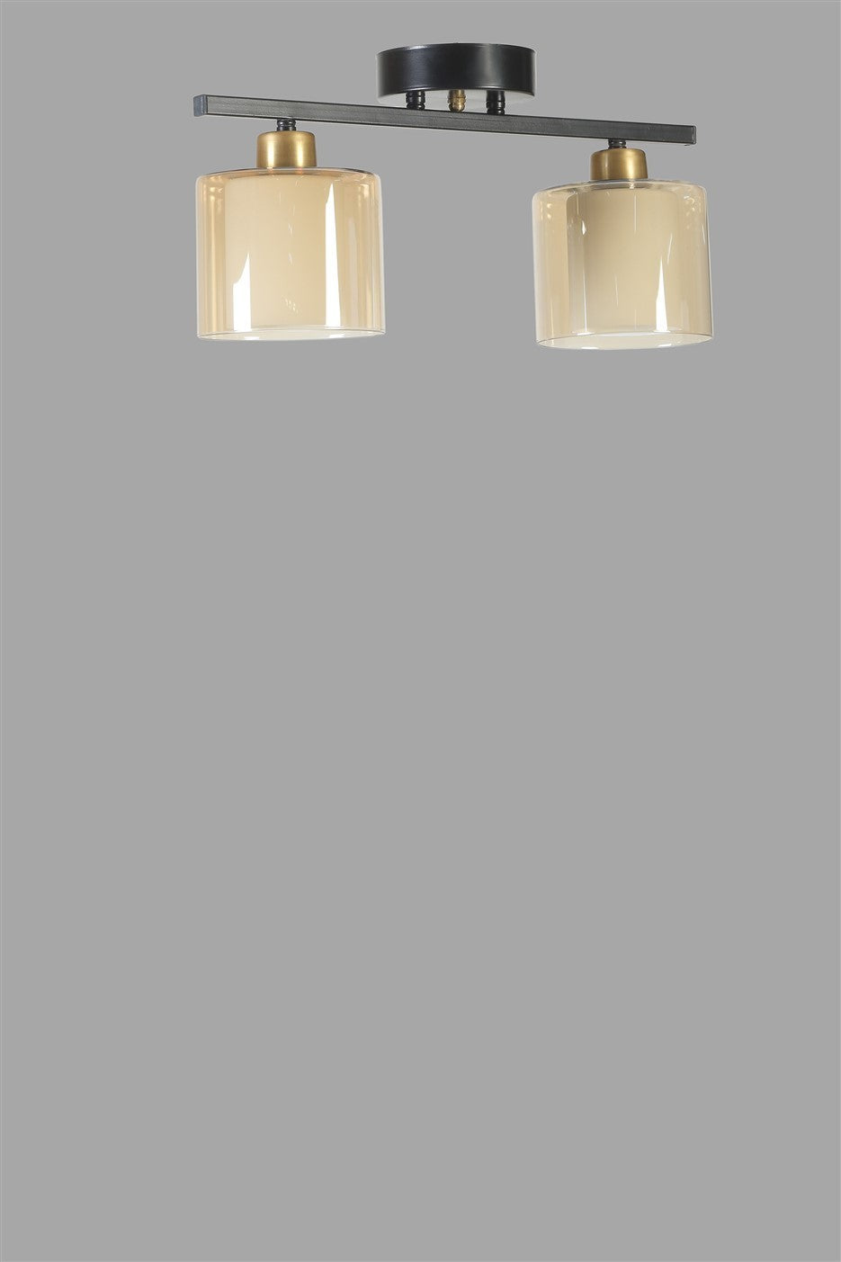 Candeeiro de Teto – 15 cm – Preto e Âmbar – Metal e vidro