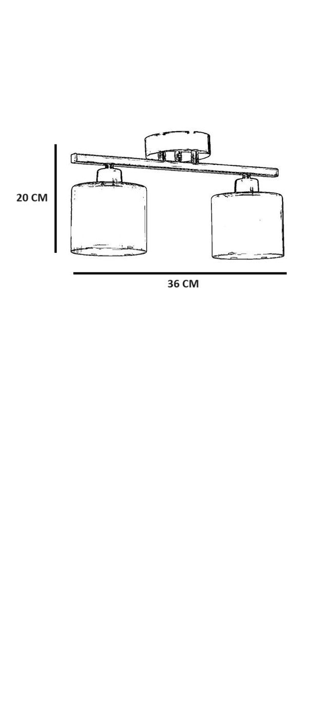 Candeeiro de Teto – 15 cm – Preto e Âmbar – Metal e vidro