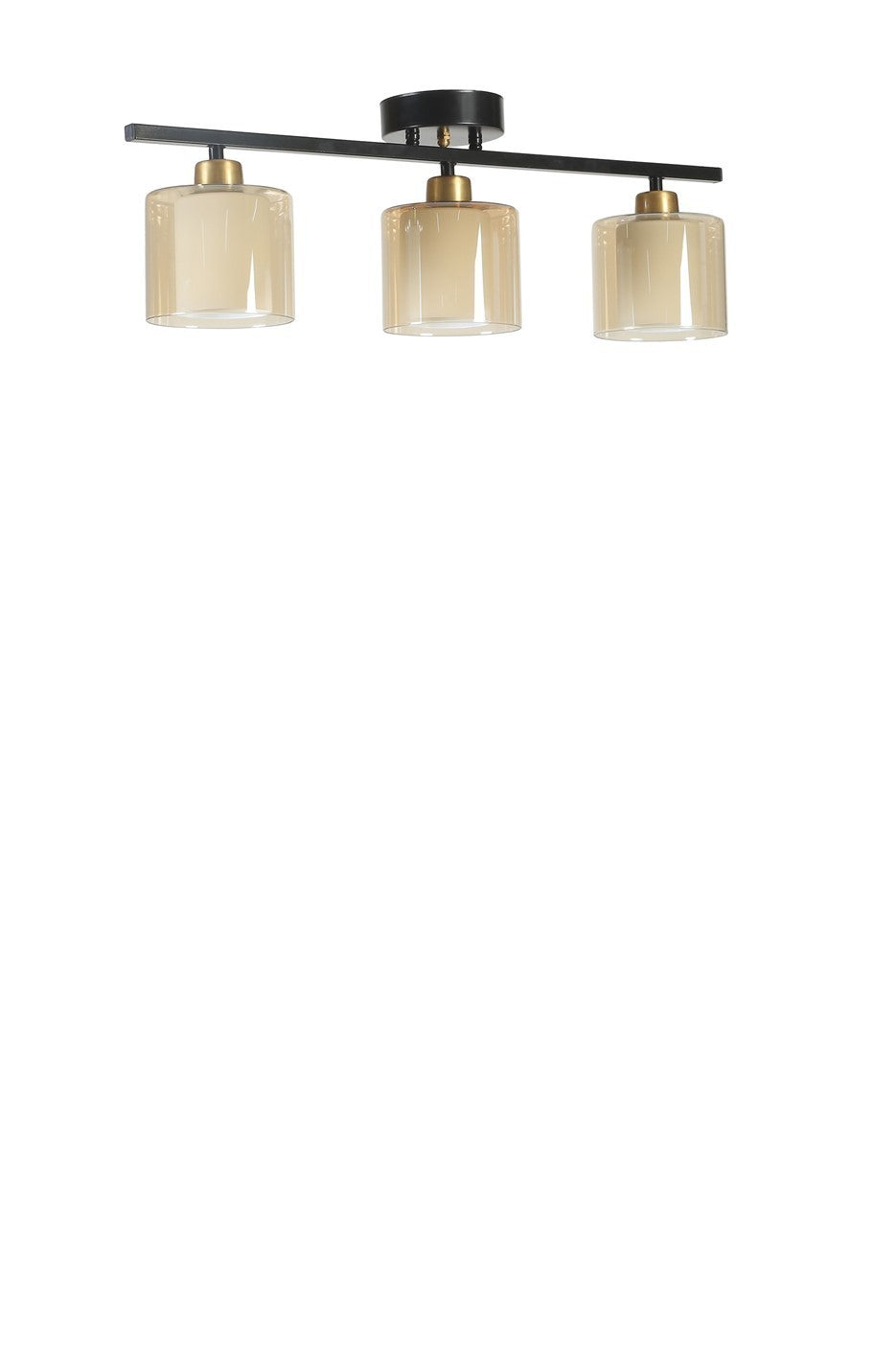 Candeeiro de Teto – 15 cm – Preto e Âmbar – Metal e vidro