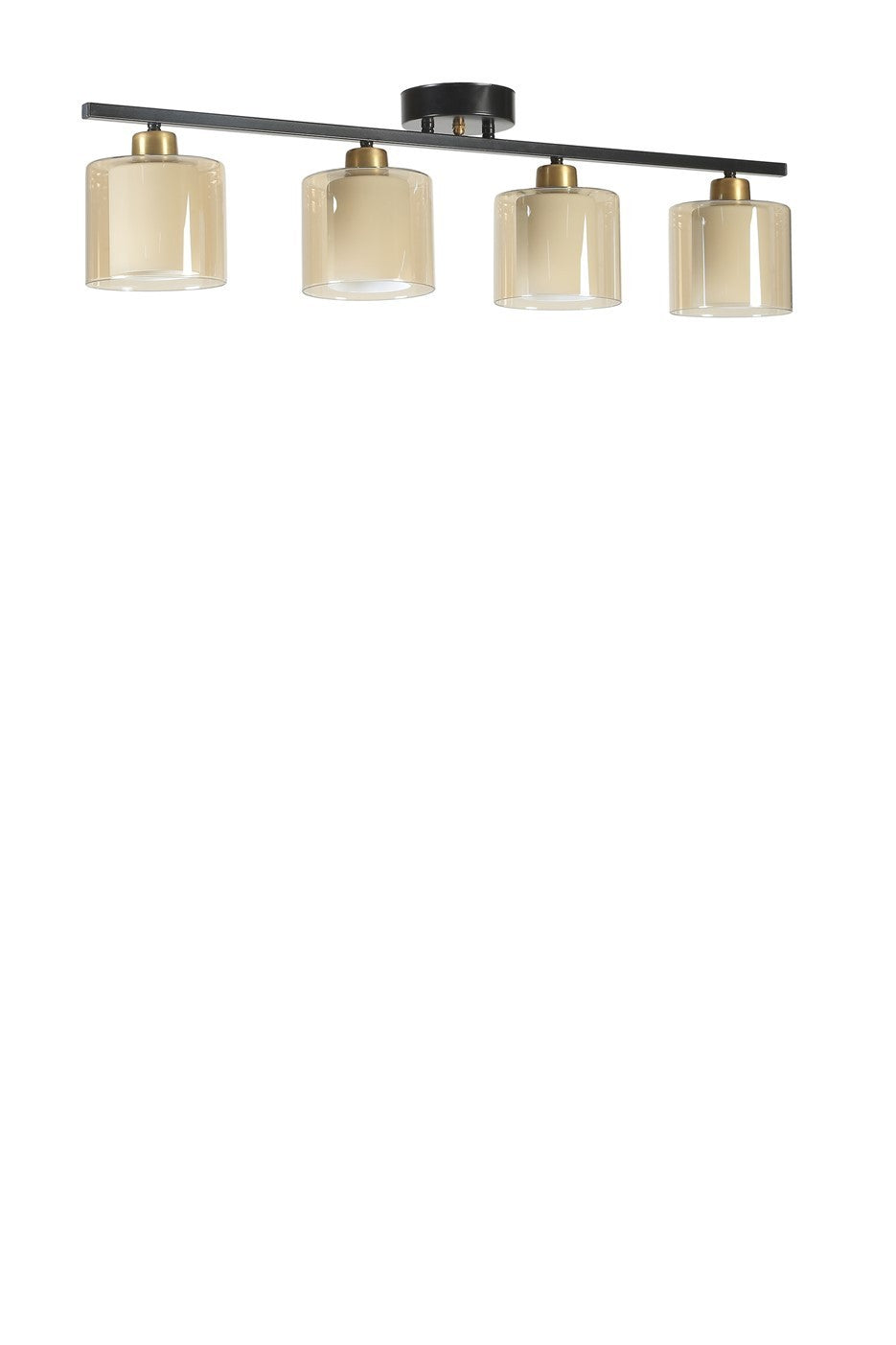 Candeeiro de Teto – 15 cm – Preto e Âmbar – Metal e Vidro