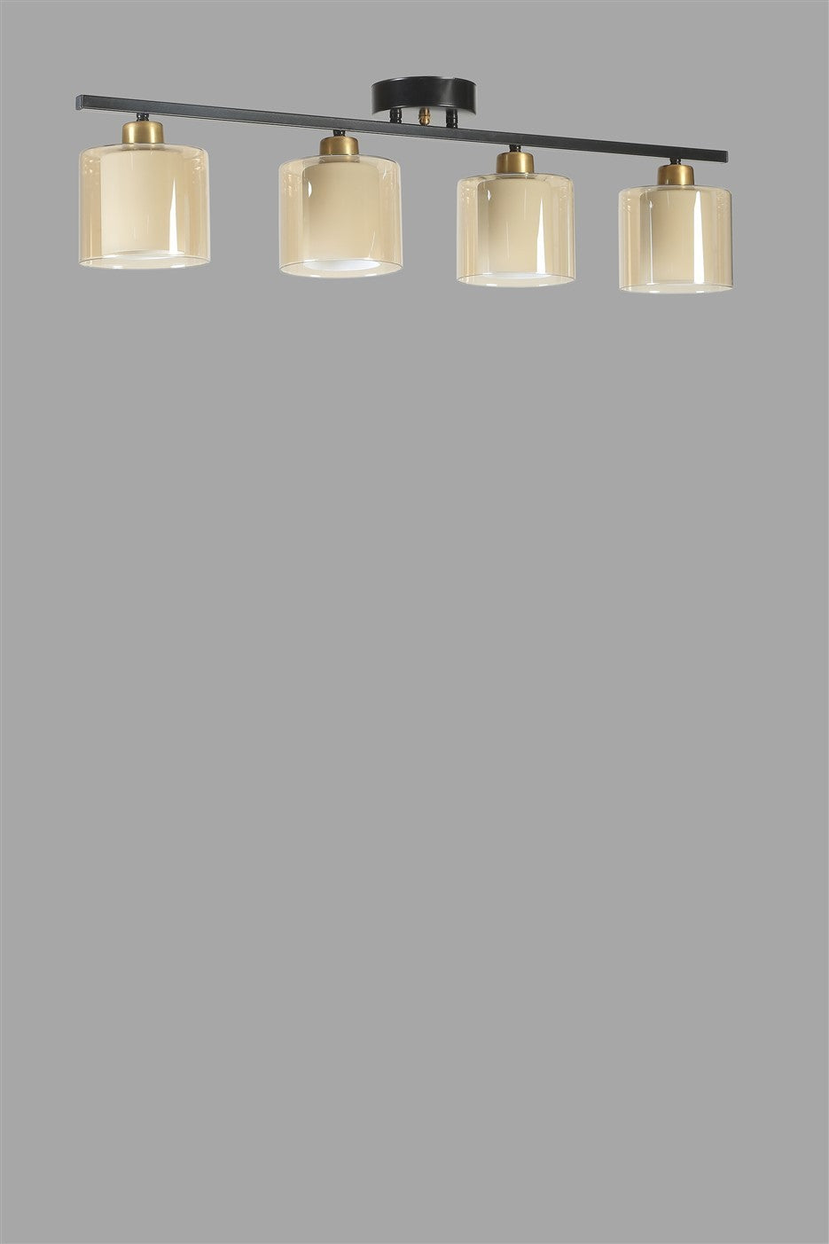 Candeeiro de Teto – 15 cm – Preto e Âmbar – Metal e Vidro