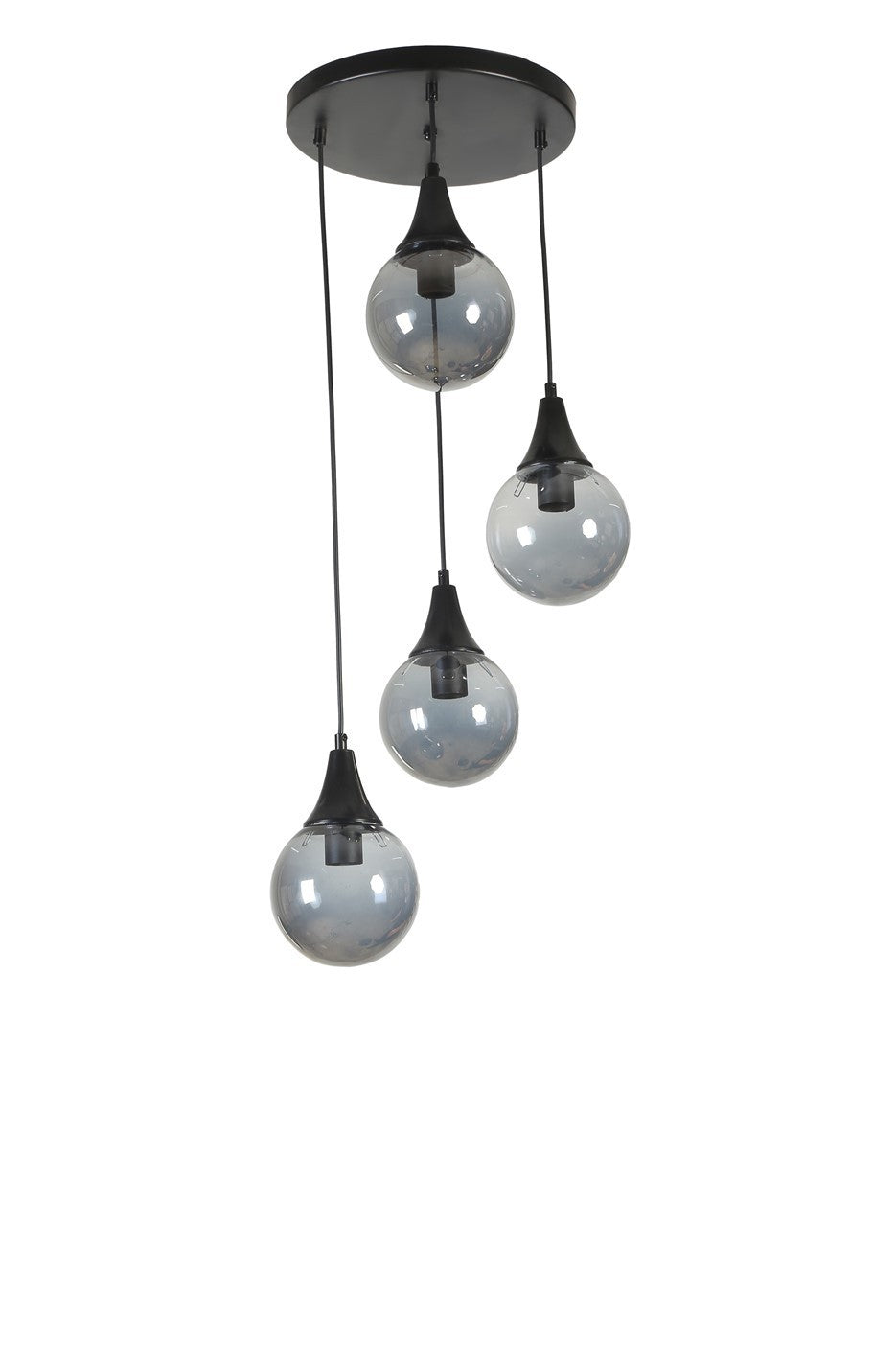 Candeeiro de Teto – 30cm – Preto e Fumê – Metal e Vidro