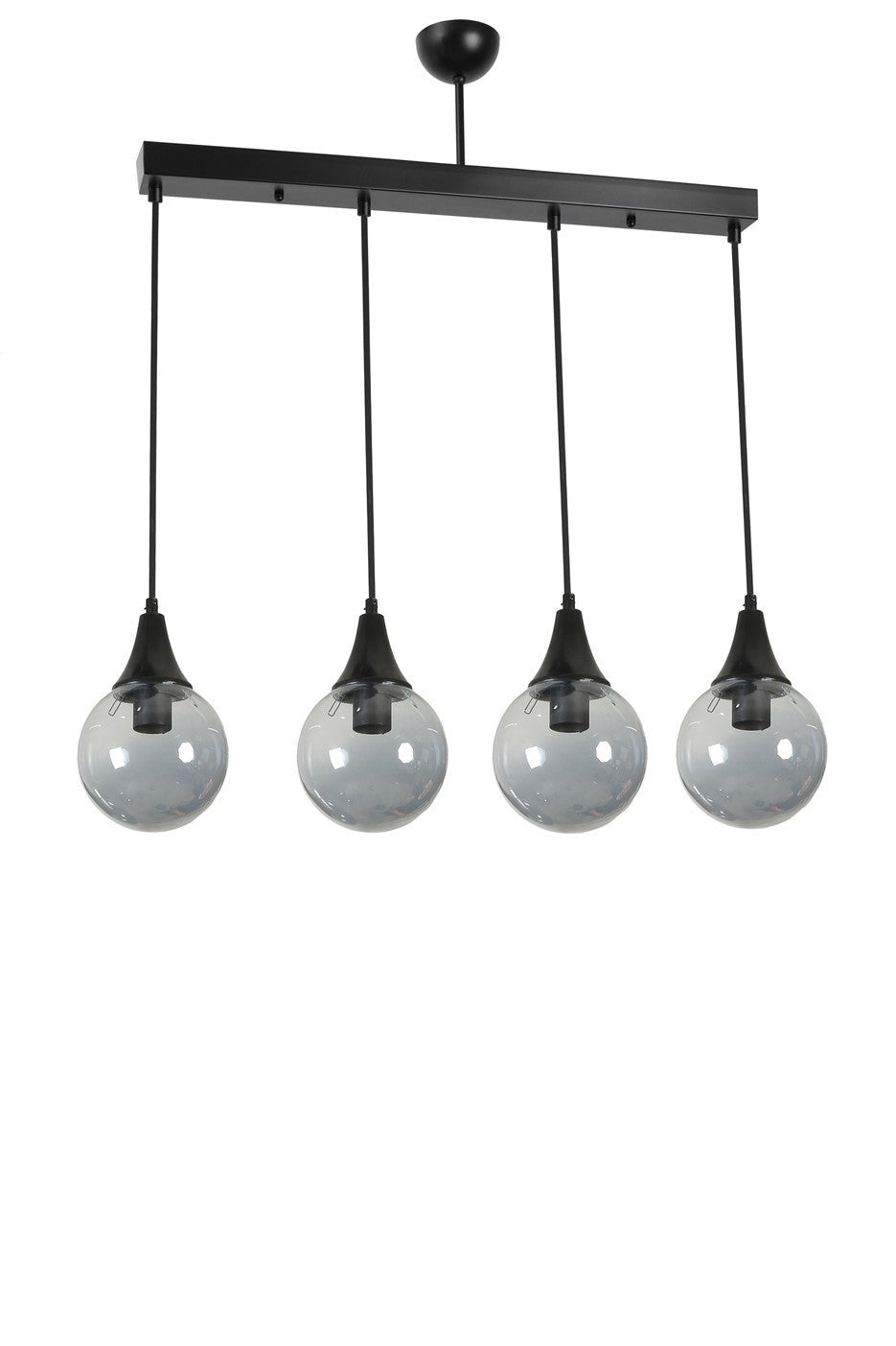 Candeeiro de Teto - 65 cm - Fumê e Preto - Metal e Vidro