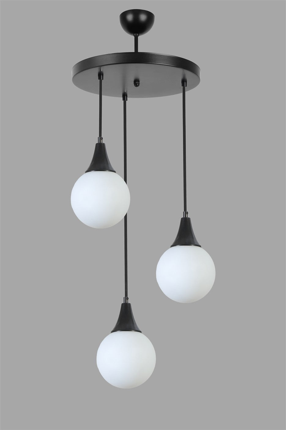 Candeeiro de Teto – 70 cm – Preto e Branco – Metal e Vidro