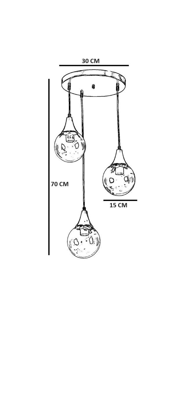 Candeeiro de Teto – 70 cm – Preto e Branco – Metal e Vidro