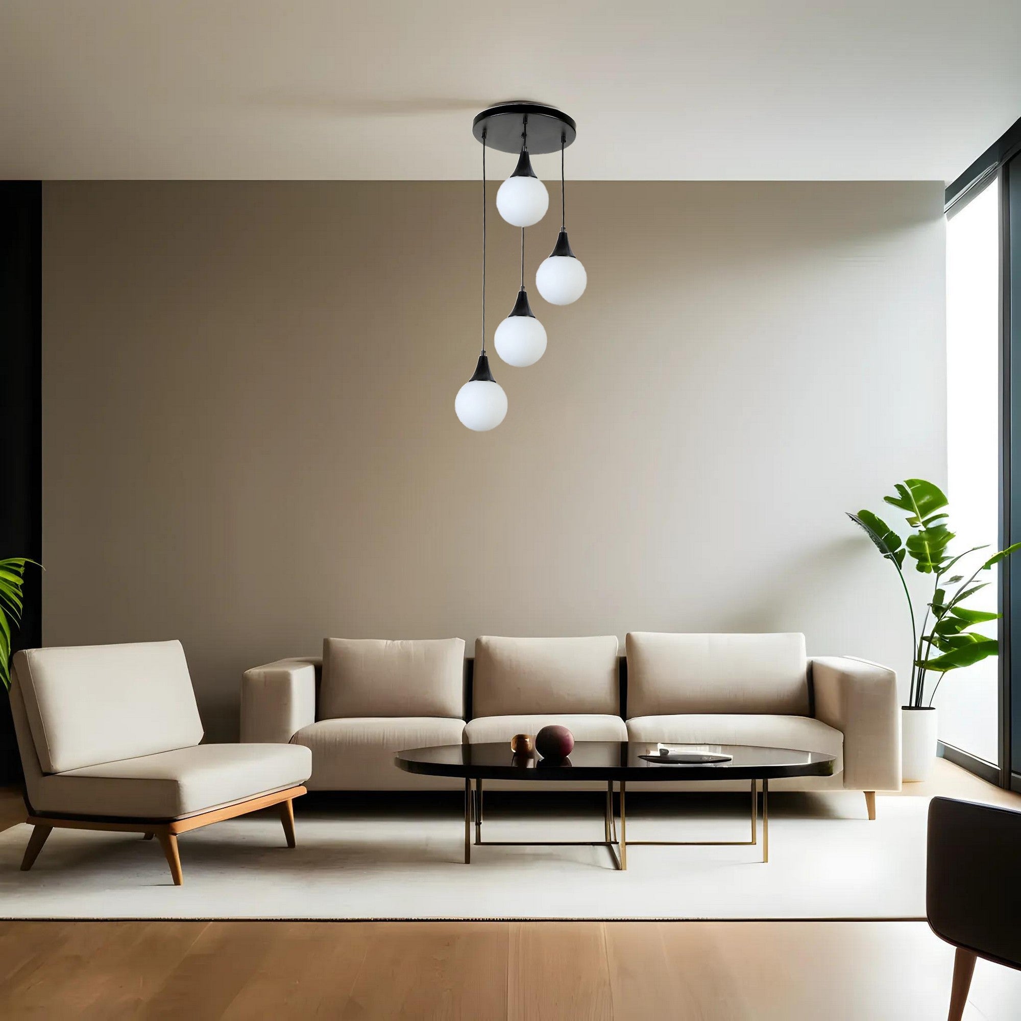 Candeeiro de Teto – 30 cm – Preto e Branco – Metal e Vidro