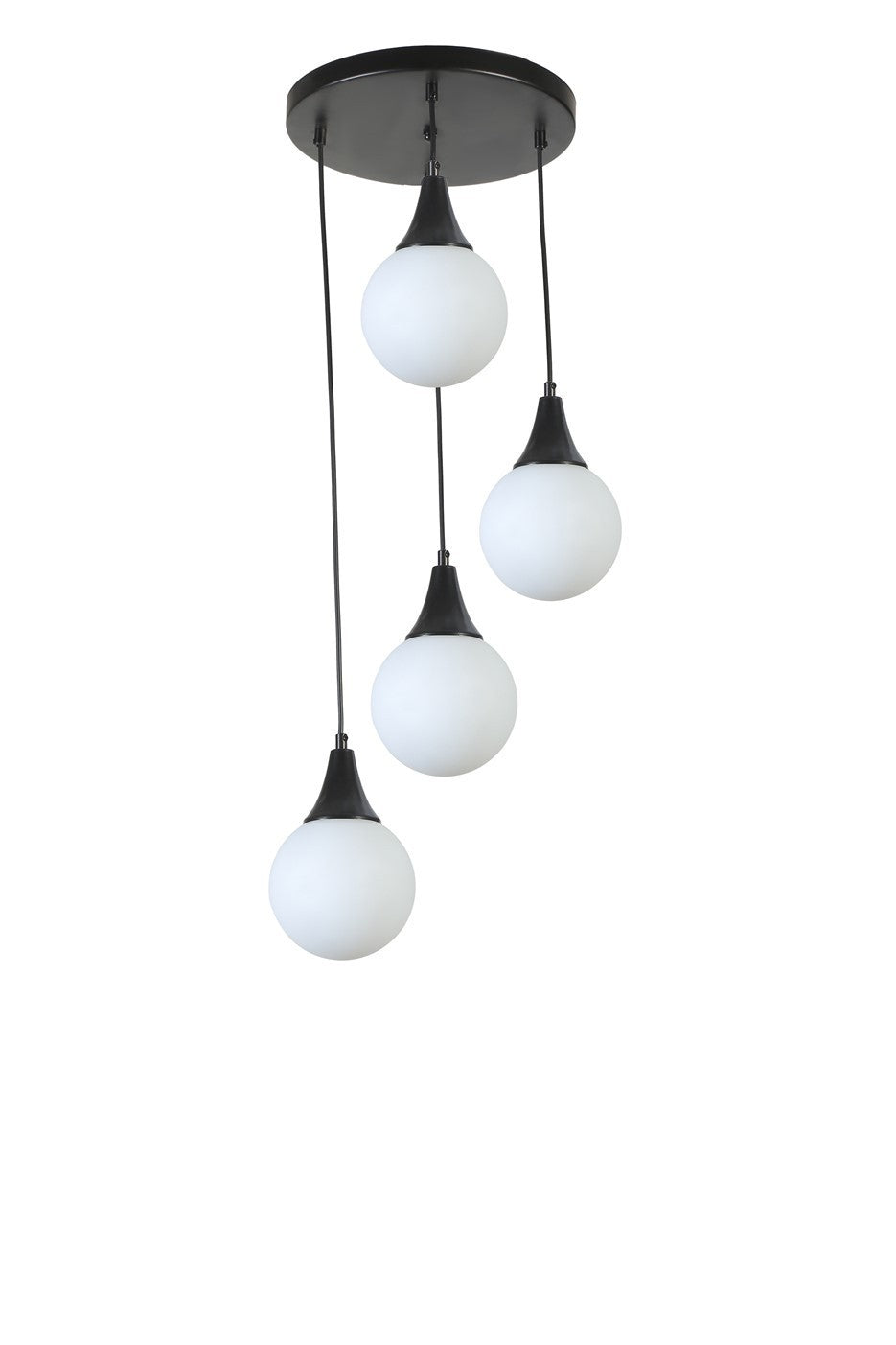 Candeeiro de Teto – 30 cm – Preto e Branco – Metal e Vidro