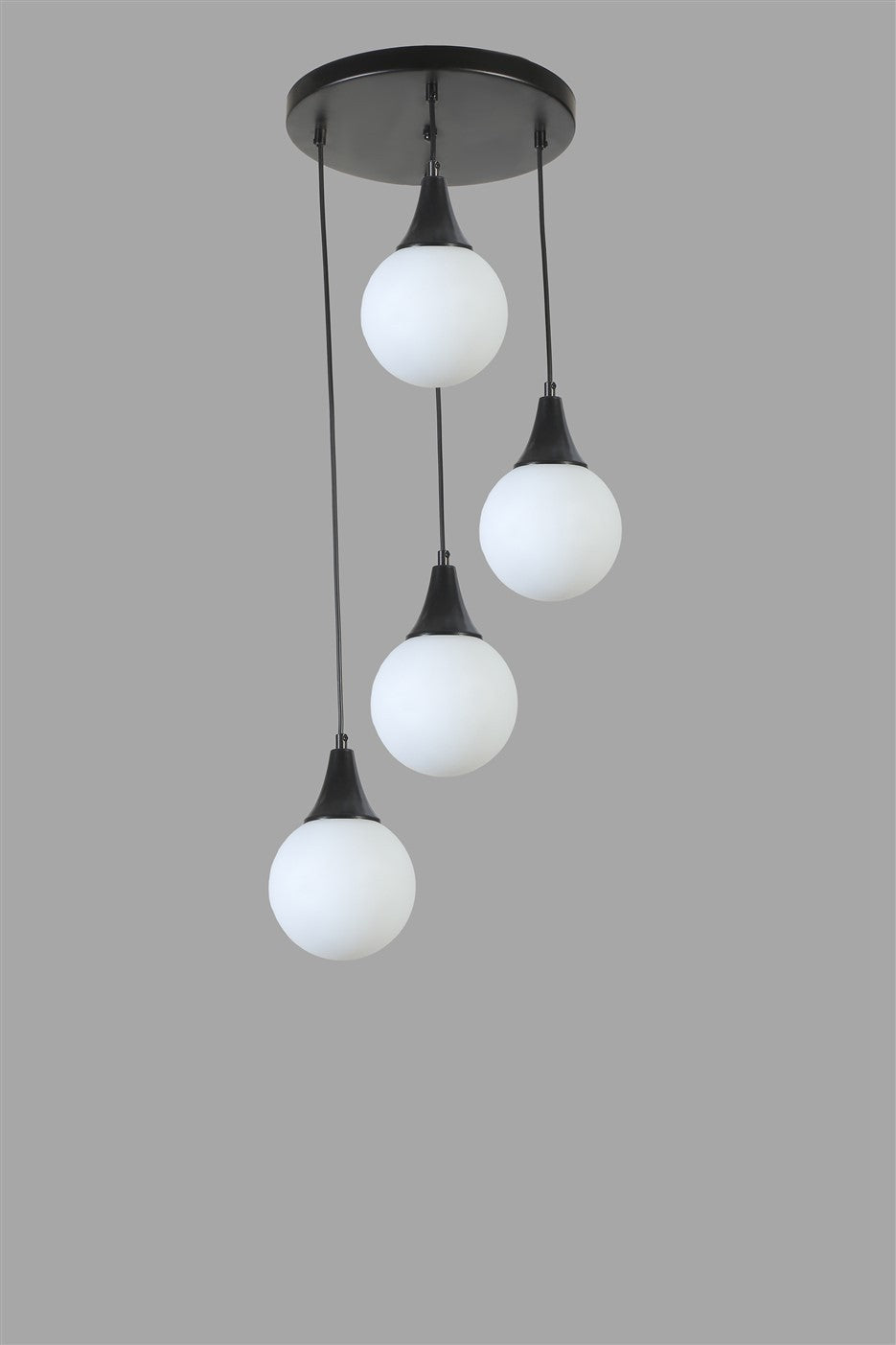 Candeeiro de Teto – 30 cm – Preto e Branco – Metal e Vidro