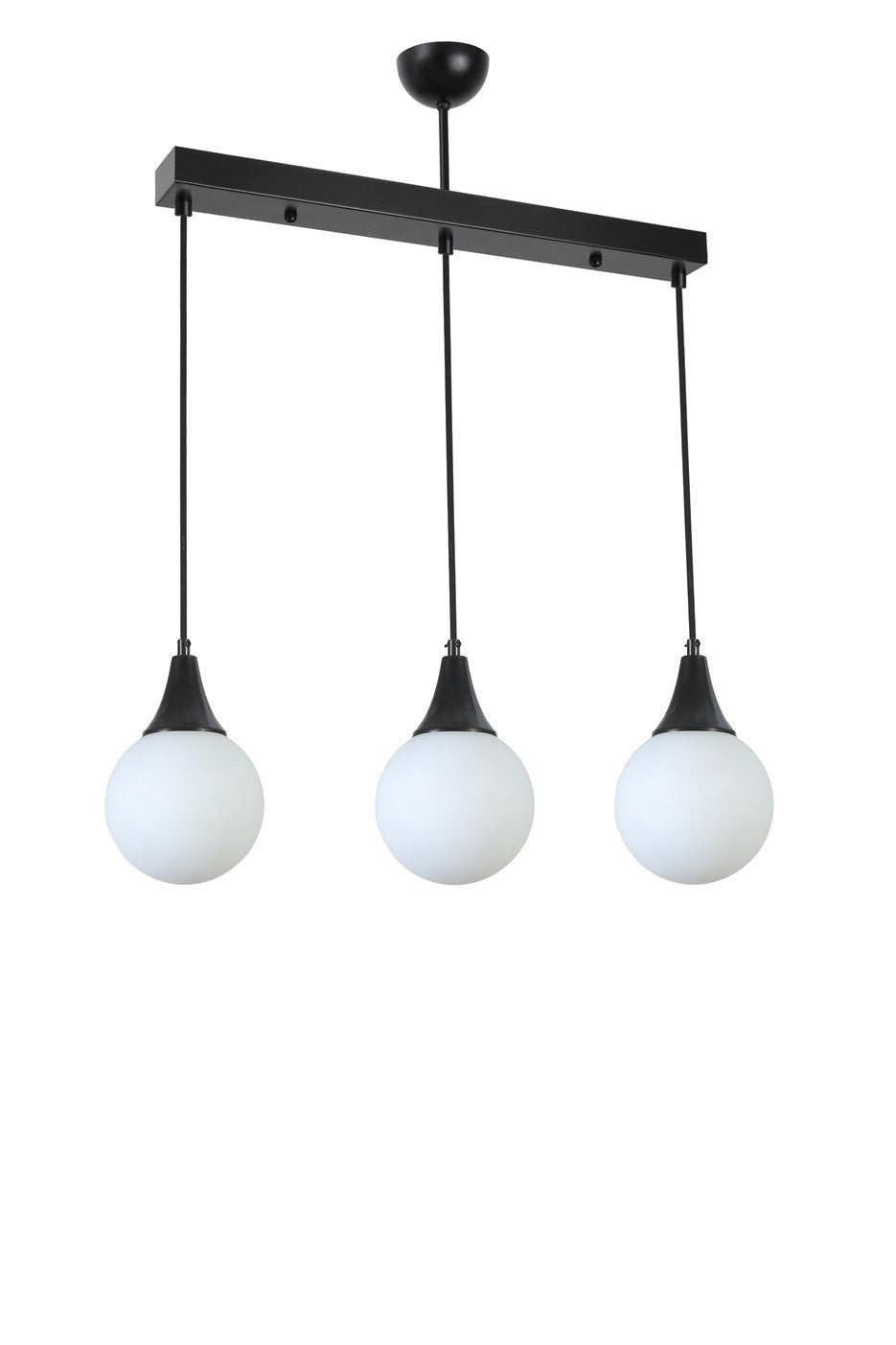 Candeeiro de Teto – 55 cm, 70 cm, Preto e Branco – Metal e Vidro