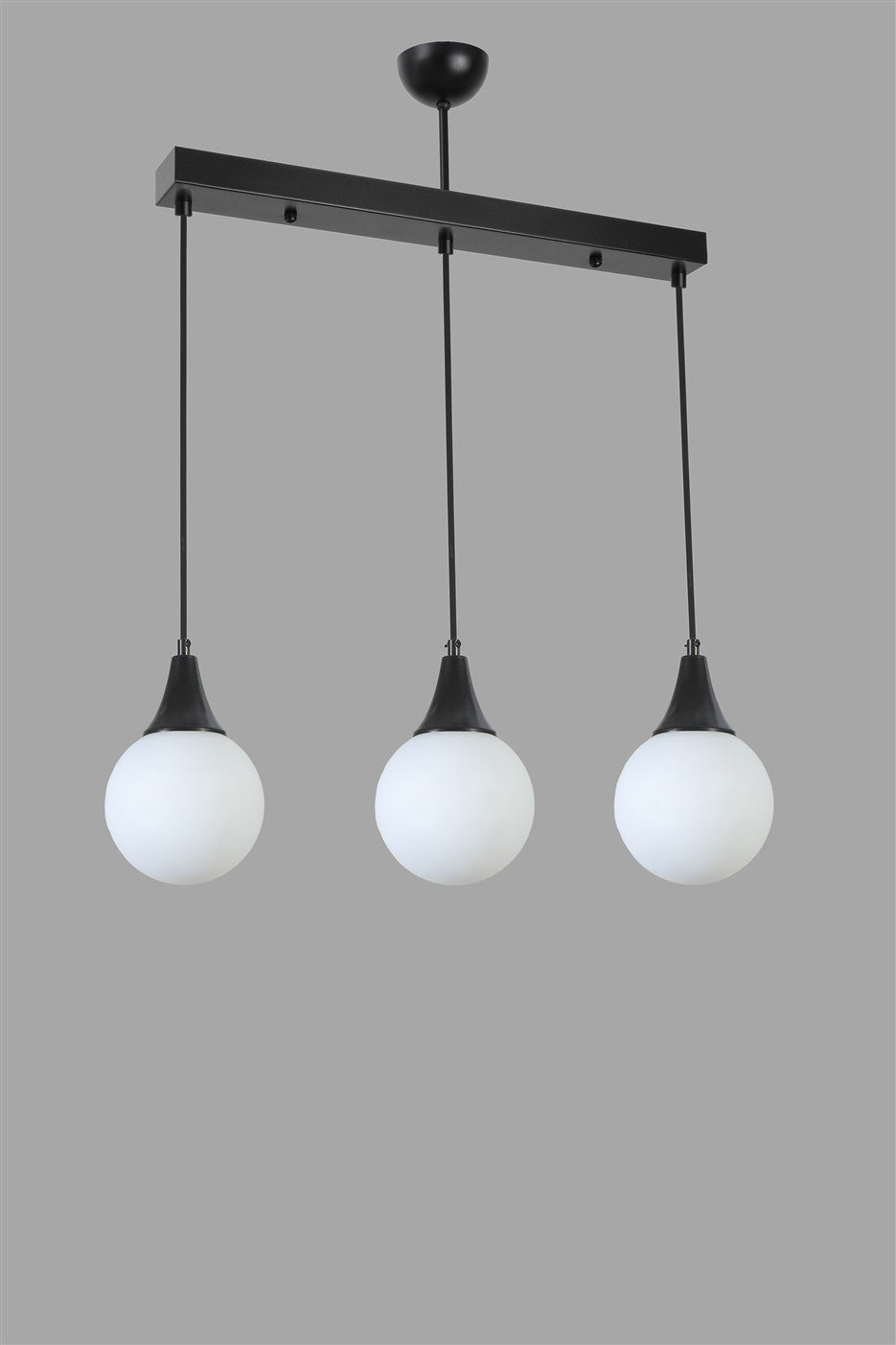 Candeeiro de Teto – 55 cm, 70 cm, Preto e Branco – Metal e Vidro