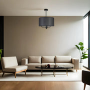 Candeeiro de Teto – 45 cm – Preto – Metal e Tecido