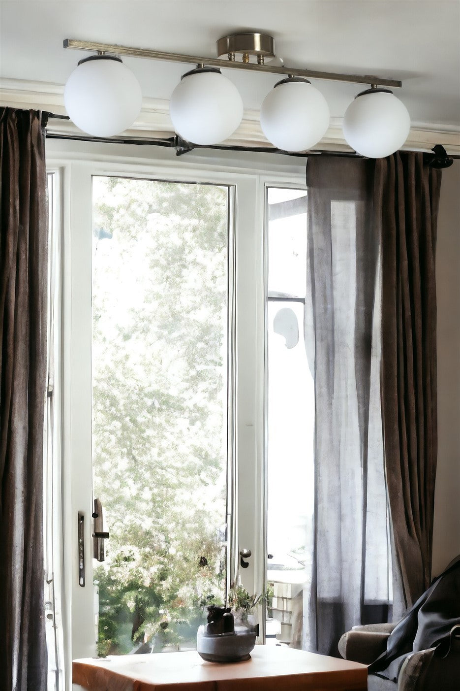 Candeeiro de Teto – 15 cm – Cromado Fosco e Branco – Metal e Vidro