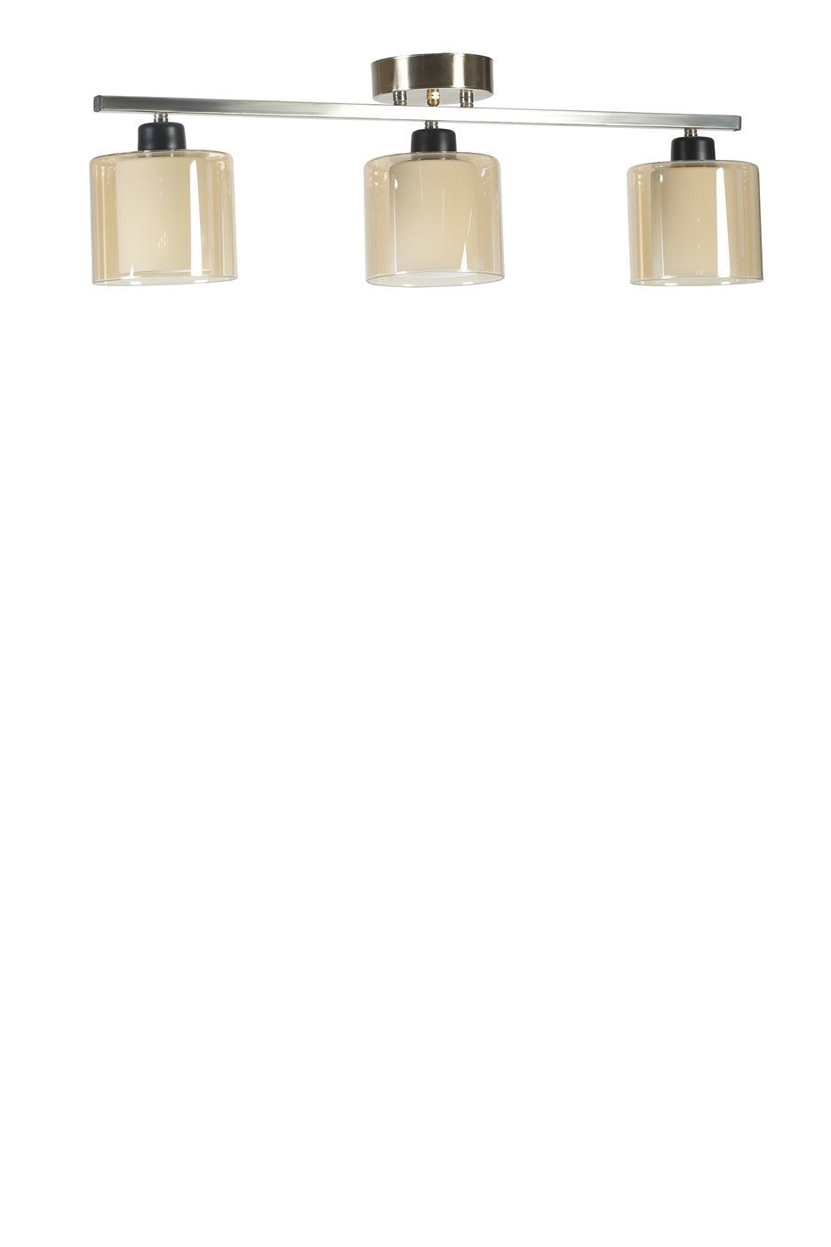 Candeeiro de Teto – 15 cm diâmetro, 20 cm altura – Cromado Fosco, Âmbar – Metal