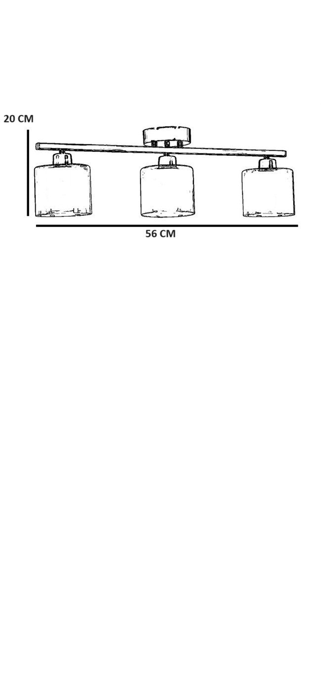 Candeeiro de Teto – 15 cm diâmetro, 20 cm altura – Cromado Fosco, Âmbar – Metal