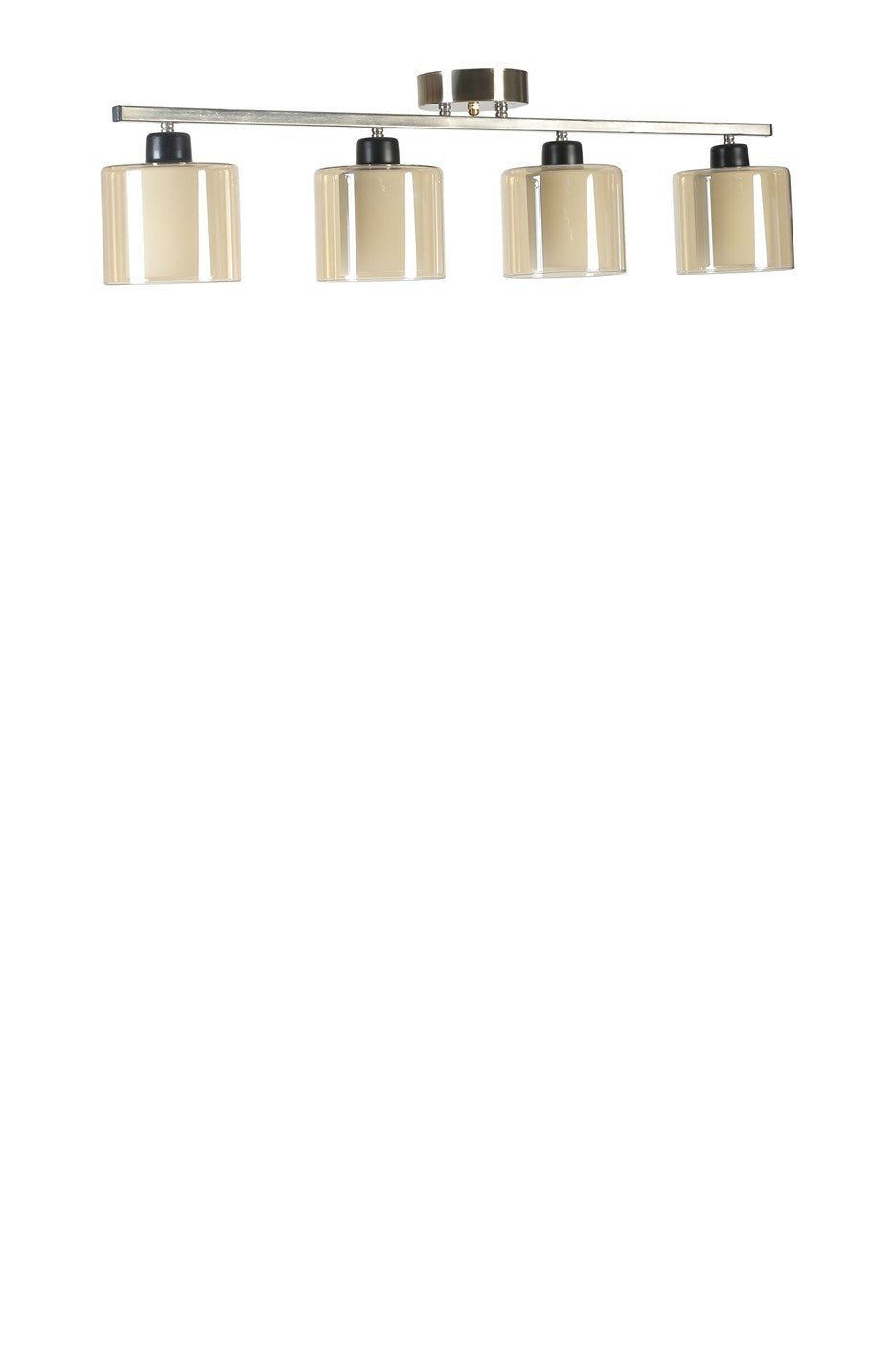 Candeeiro de Teto – 15 cm – Cromado Fosco e Âmbar – Metal e Vidro