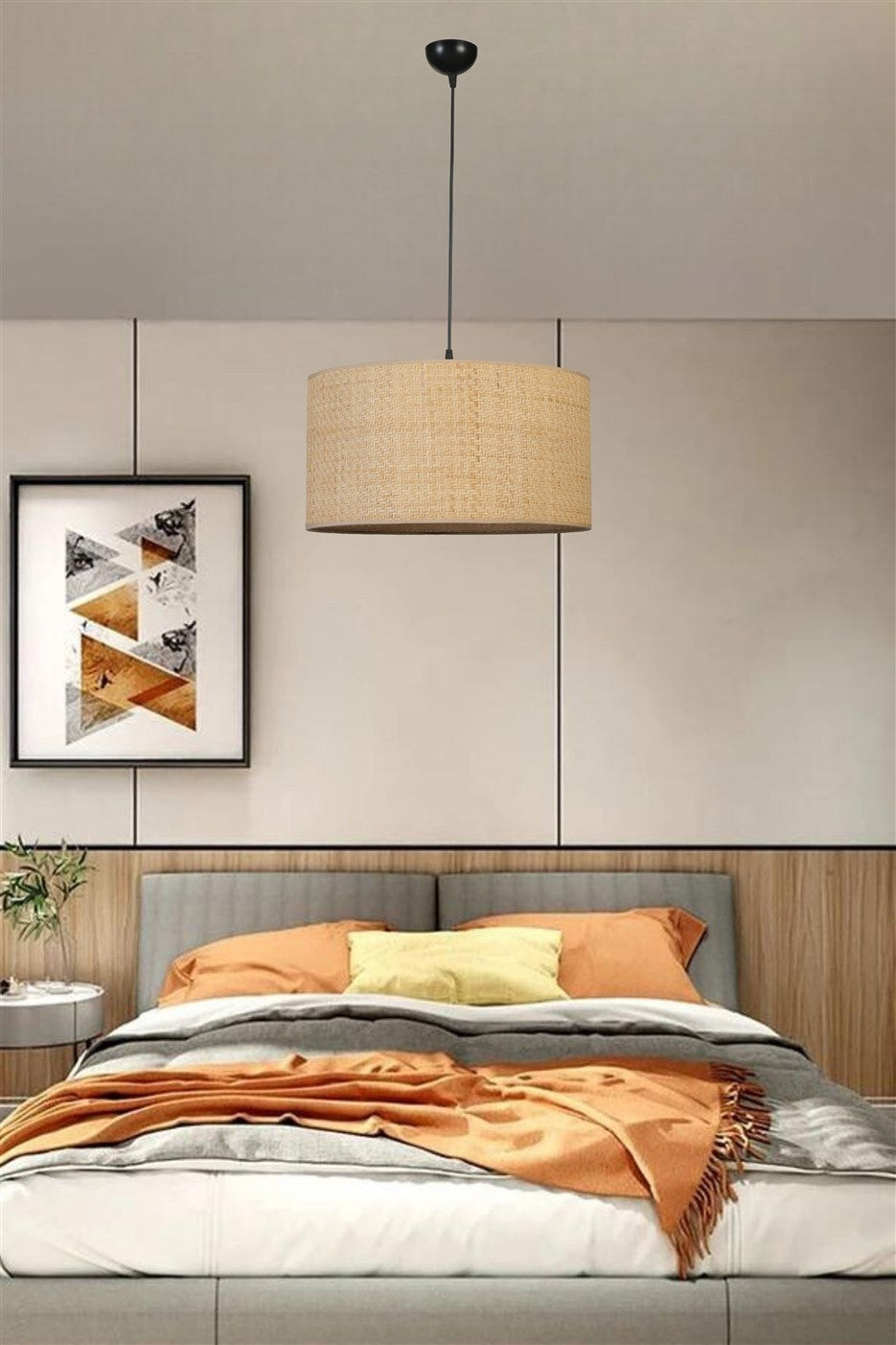 Candeeiro de Teto - 70 cm - Dourado, Preto, Bege - Metal