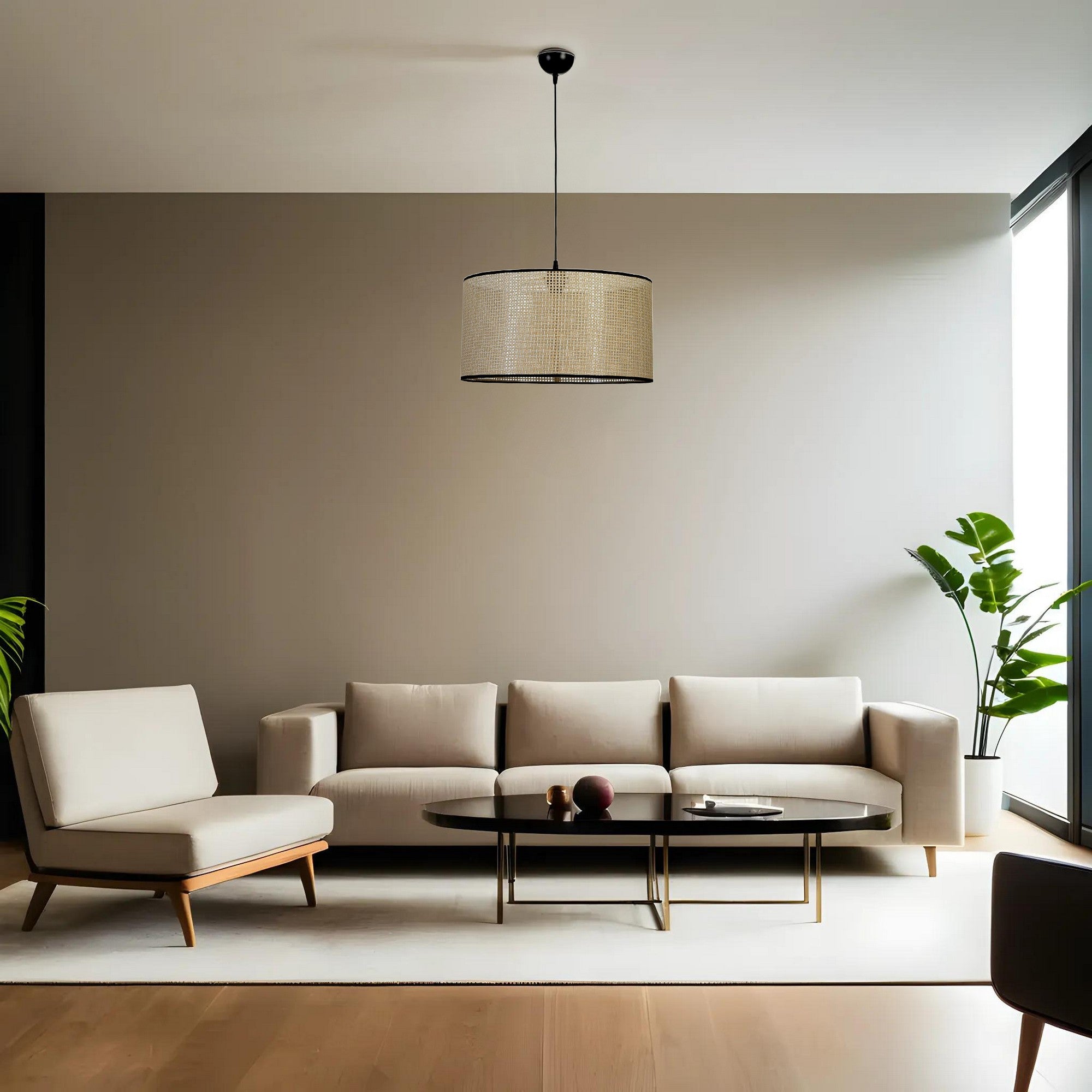 Candeeiro de Teto – 70 cm – Dourado e Preto – Metal