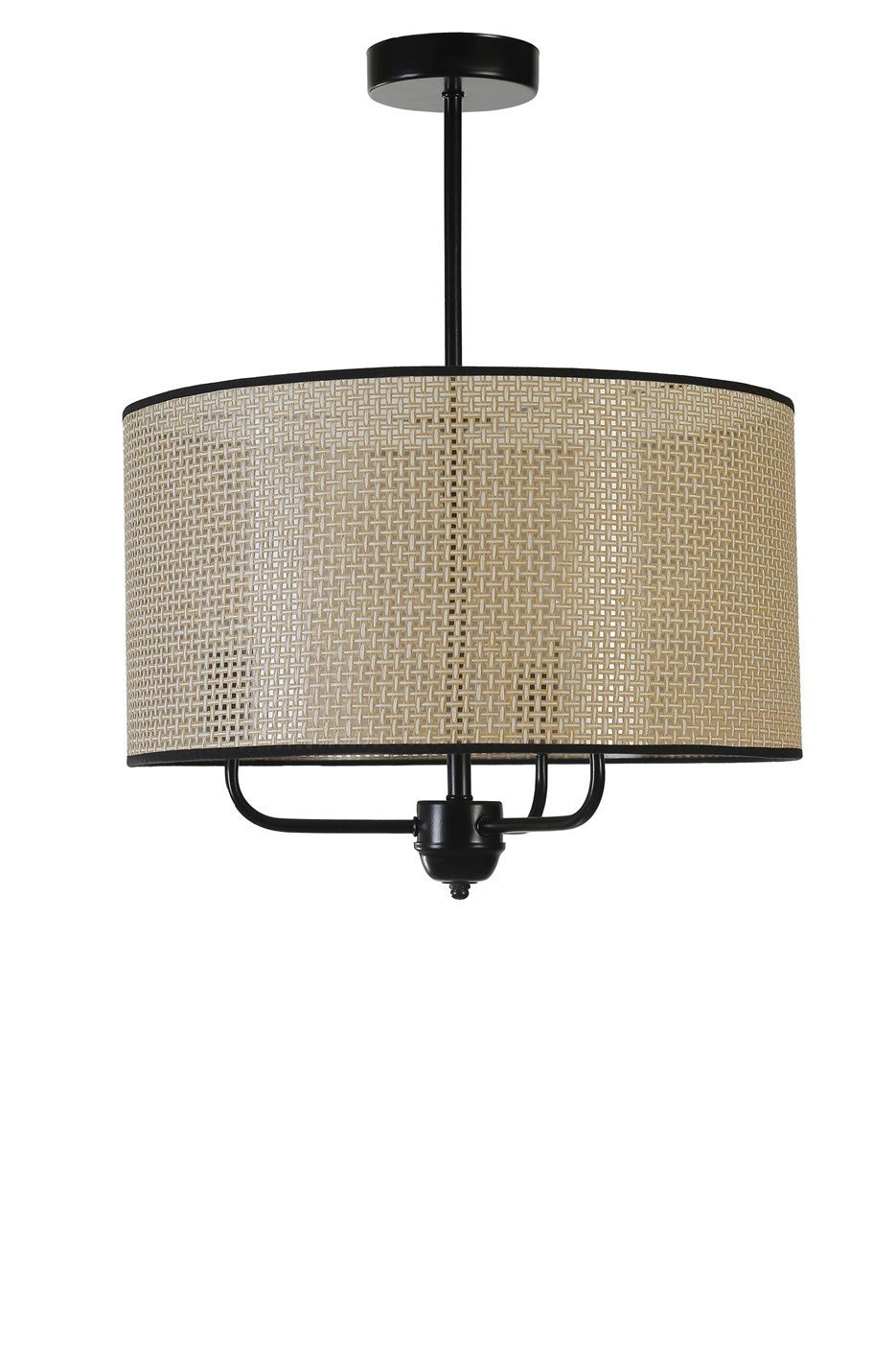 Candeeiro de Teto – 45 cm – Dourado e Preto – Metal e Bambu