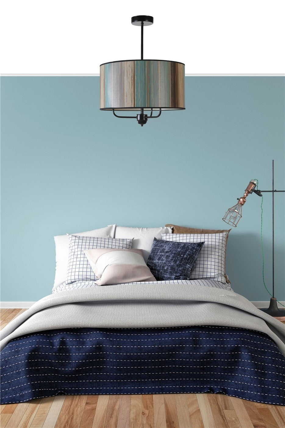 Candeeiro de Teto – 45 cm – Multicolorido – Metal e Tecido