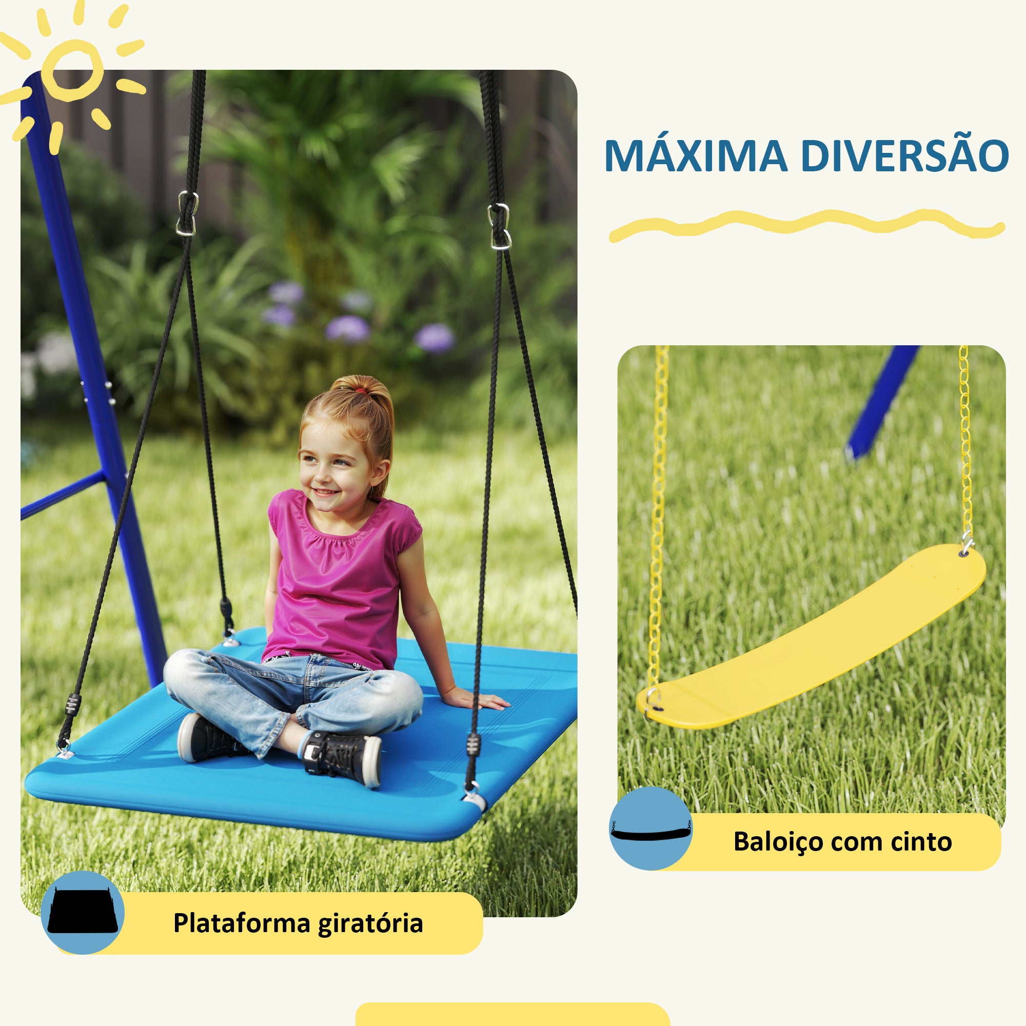 Conjunto de Baloiços para Crianças Multicor 365x180x184 cm